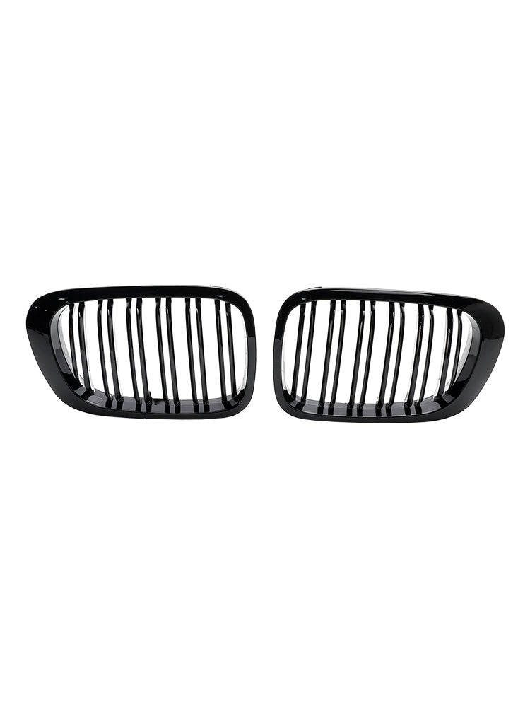 Double Line Front Hood Grille Grills Gloss Black For BMW E46 2-Door 1998-2001 Generic