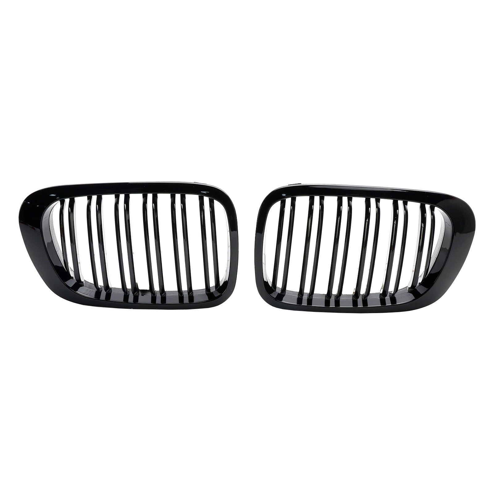 Double Line Front Hood Grille Grills Gloss Black For BMW E46 2-Door 1998-2001 Generic