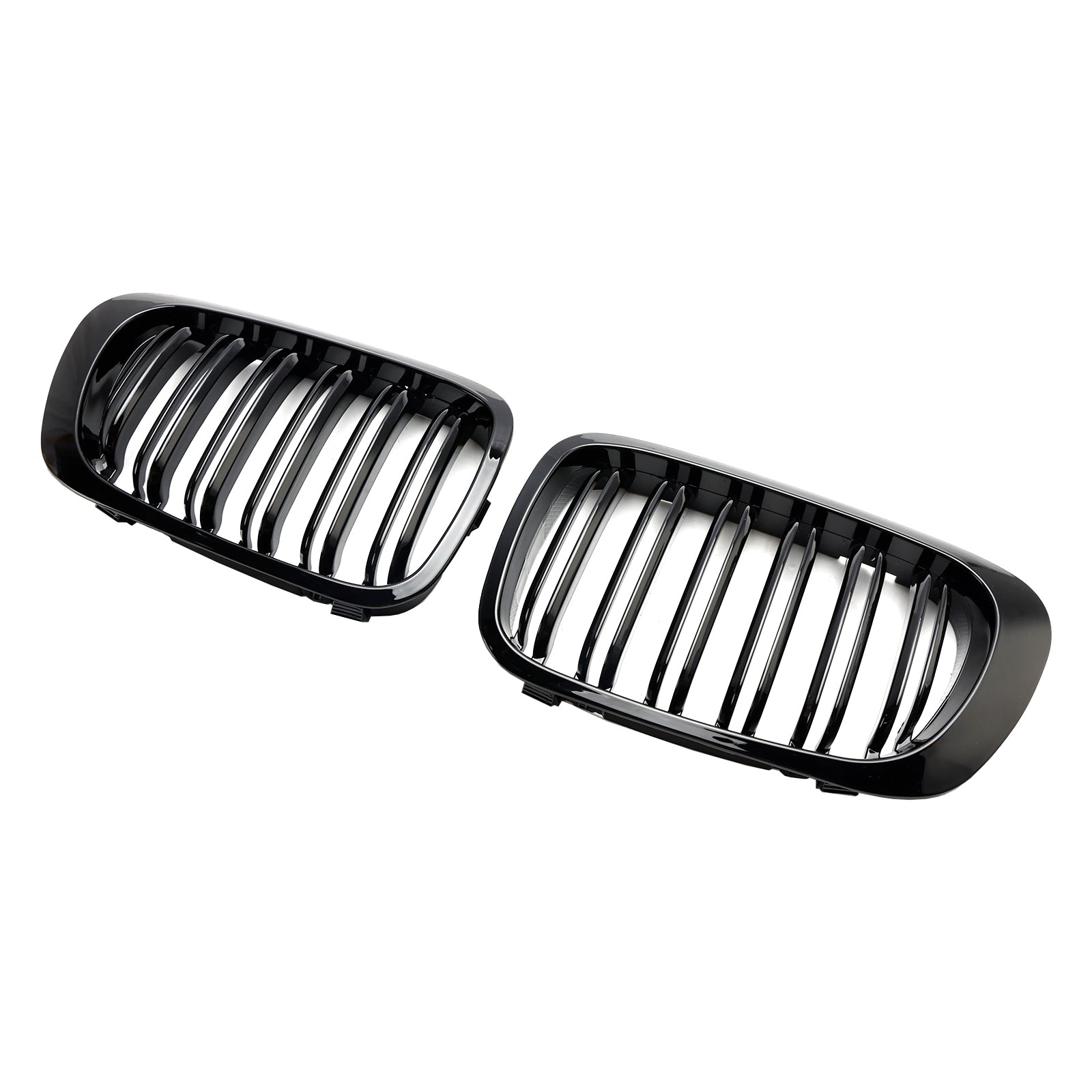 Double Line Front Hood Grille Grills Gloss Black For BMW E46 2-Door 1998-2001 Generic