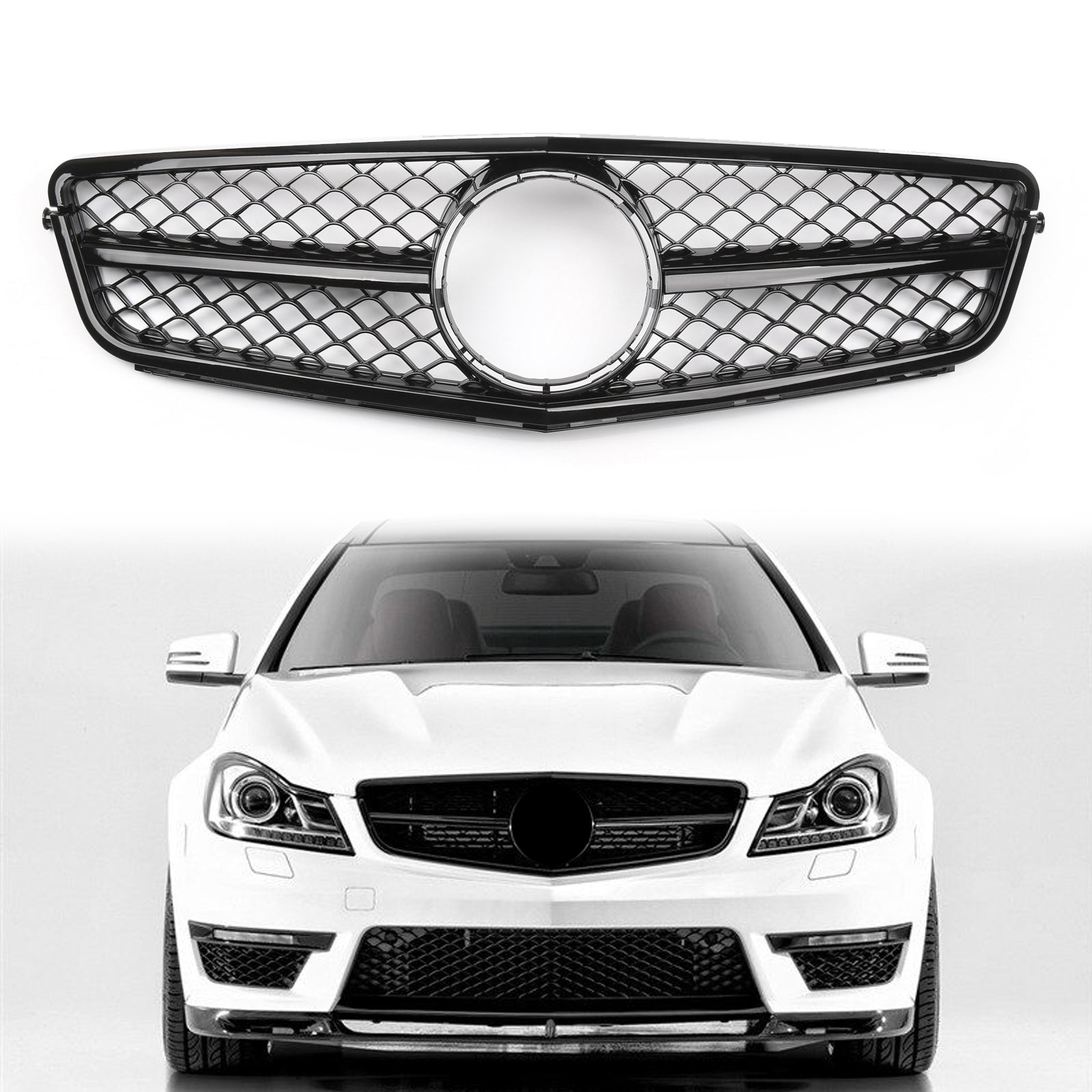 W204 C250 C350 08-13 Mercedes Benz AMG Style Gloss Black Grill Replacement Grille Generic