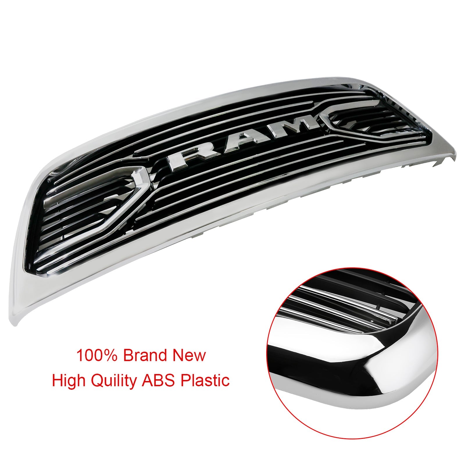 2010-2018 Dodge Ram 2500/3500 Laramie W/ Led Light Chrome Front Bumper Grille