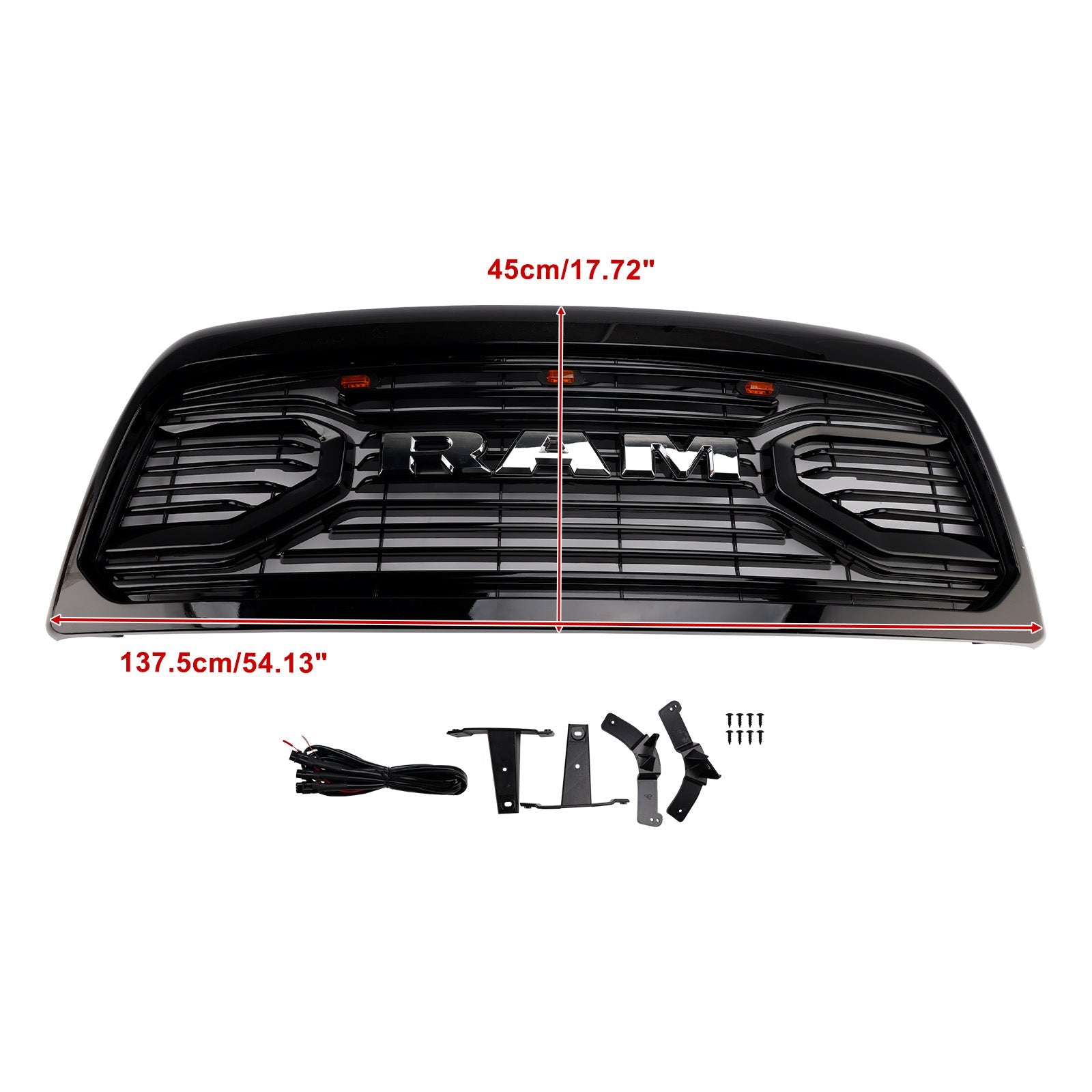 2010-2018 Dodge Ram 2500/3500 Laramie W/ Led Light Black Front Bumper Grille