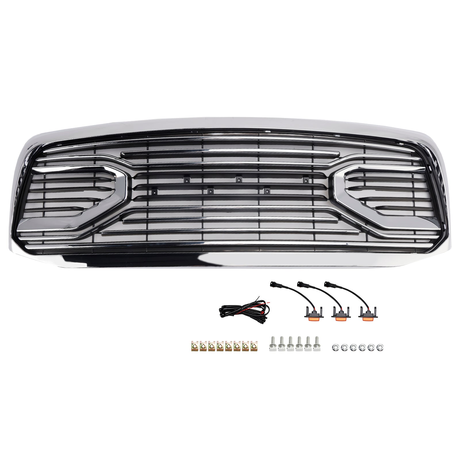 Chrome Front Bumper Grill Grille Fit Dodge RAM 1500 2006-2008 With LED Light