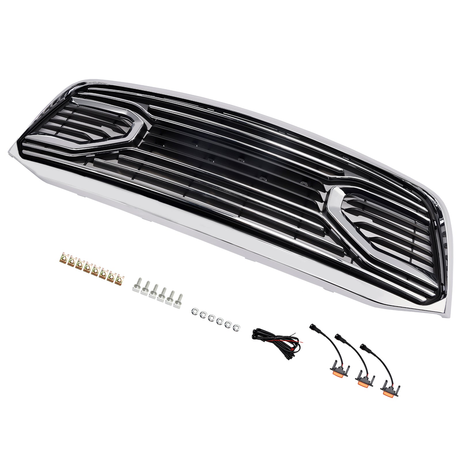 2006-2008 Dodge RAM 1500 Chrome Front Bumper Grill Grille With LED Light