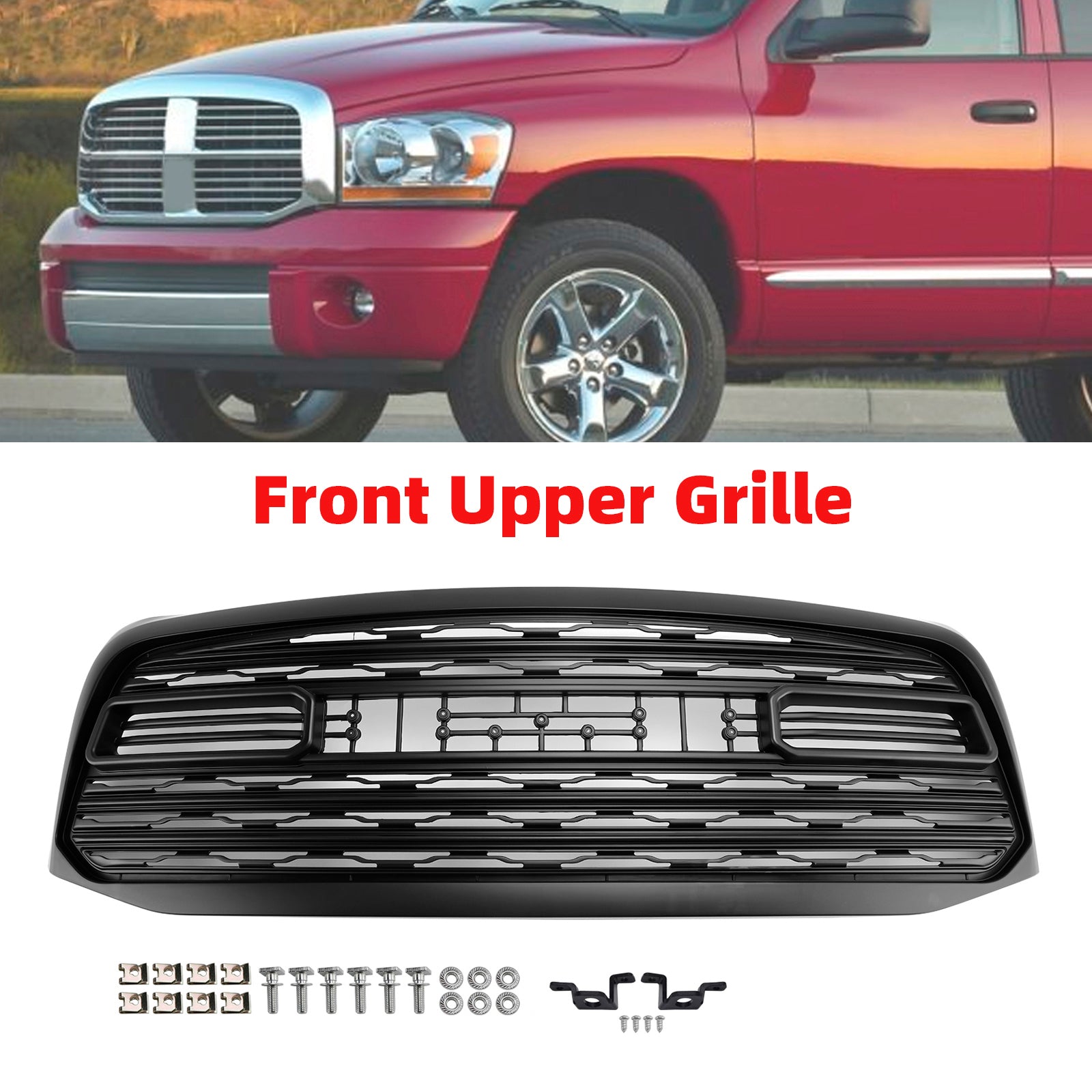 Dodge Ram 1500 2006-2008 LTD Style Grill Front Bumper Black Replacement Grille