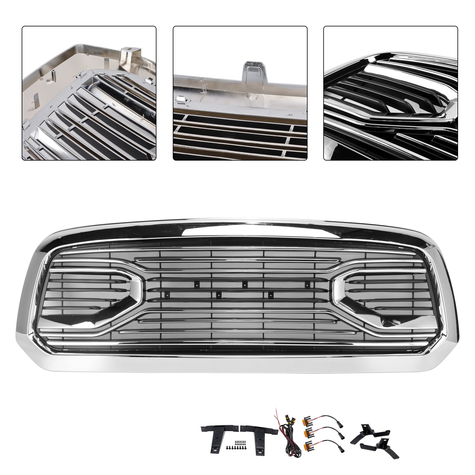 2013-2018 Dodge Ram 1500 Big Horn Style Front Bumper Grill Grille Chrome