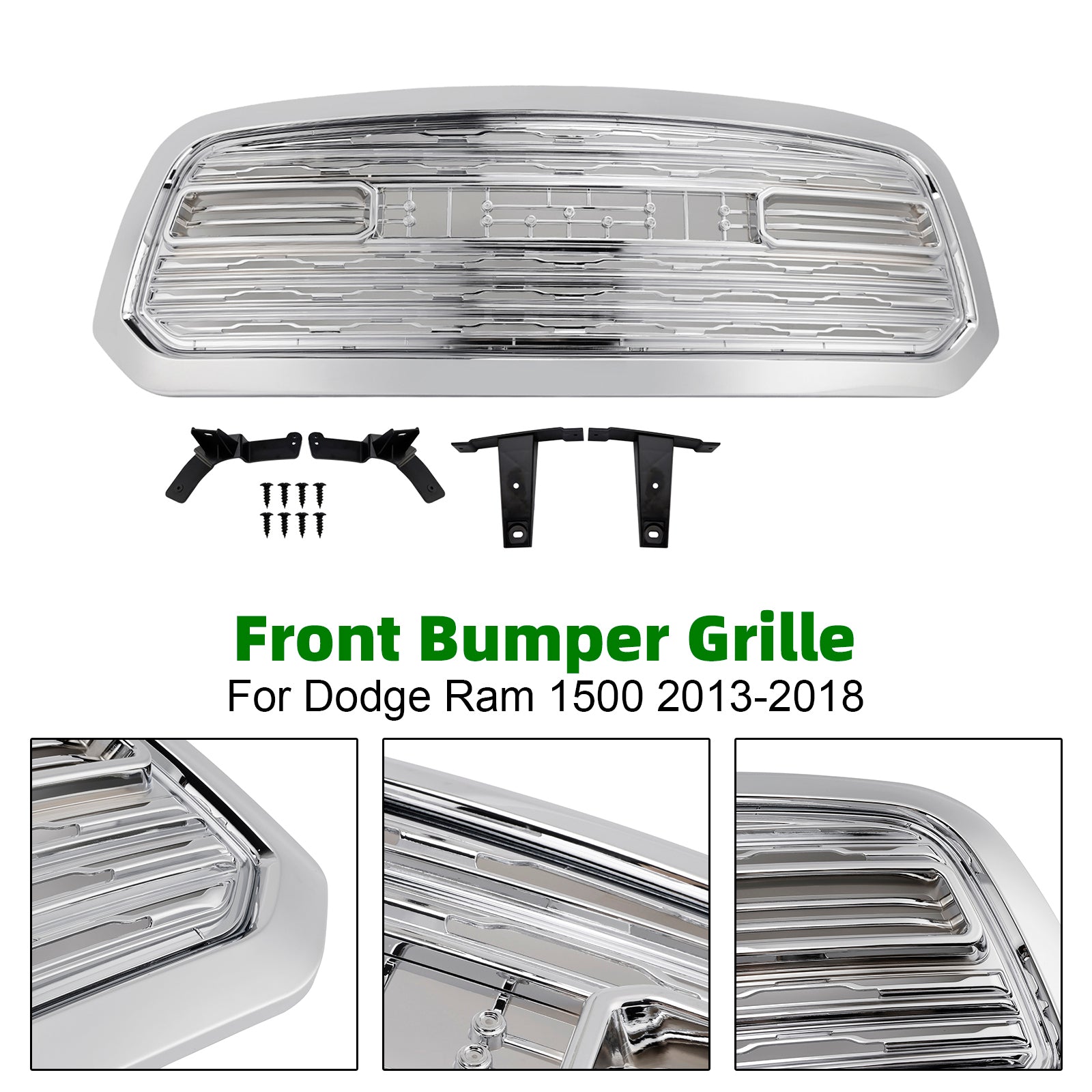 2013-2018 Dodge Ram 1500 LTD Style Front Bumper Grill Grille Chrome