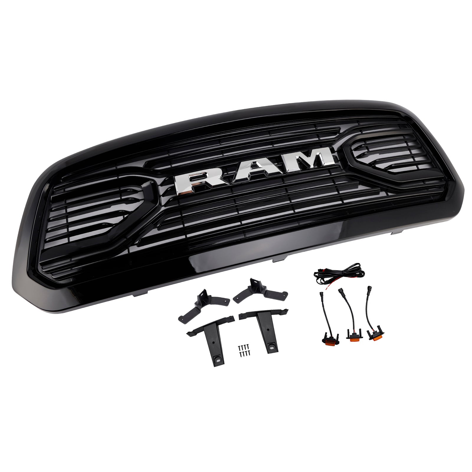 2013-2018 Dodge Ram 1500 Big Horn Style Front Bumper Grill Grille Black