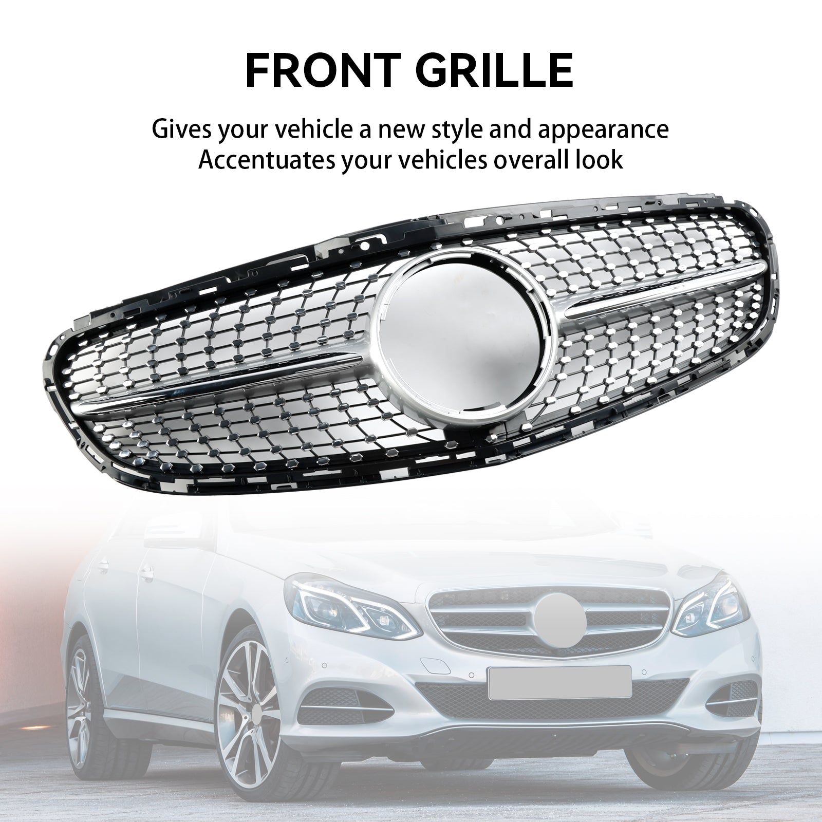 Diamond Front Bumper Grille Grill Fit Mercedes E-Class W212 2013-2016 Facelift