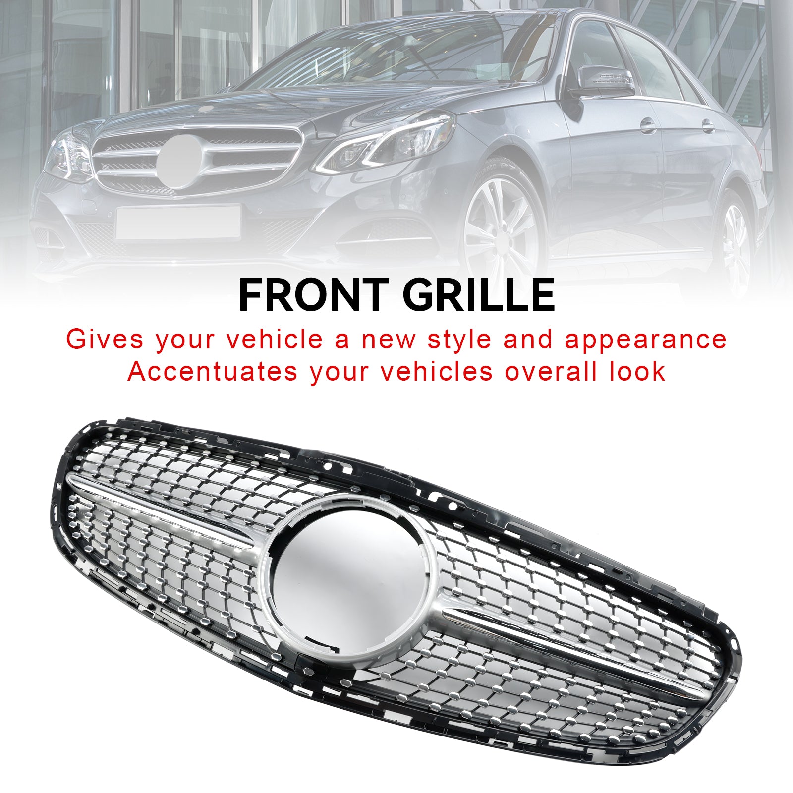 Diamond Front Bumper Grille Grill Fit Mercedes E-Class W212 2013-2016 Facelift