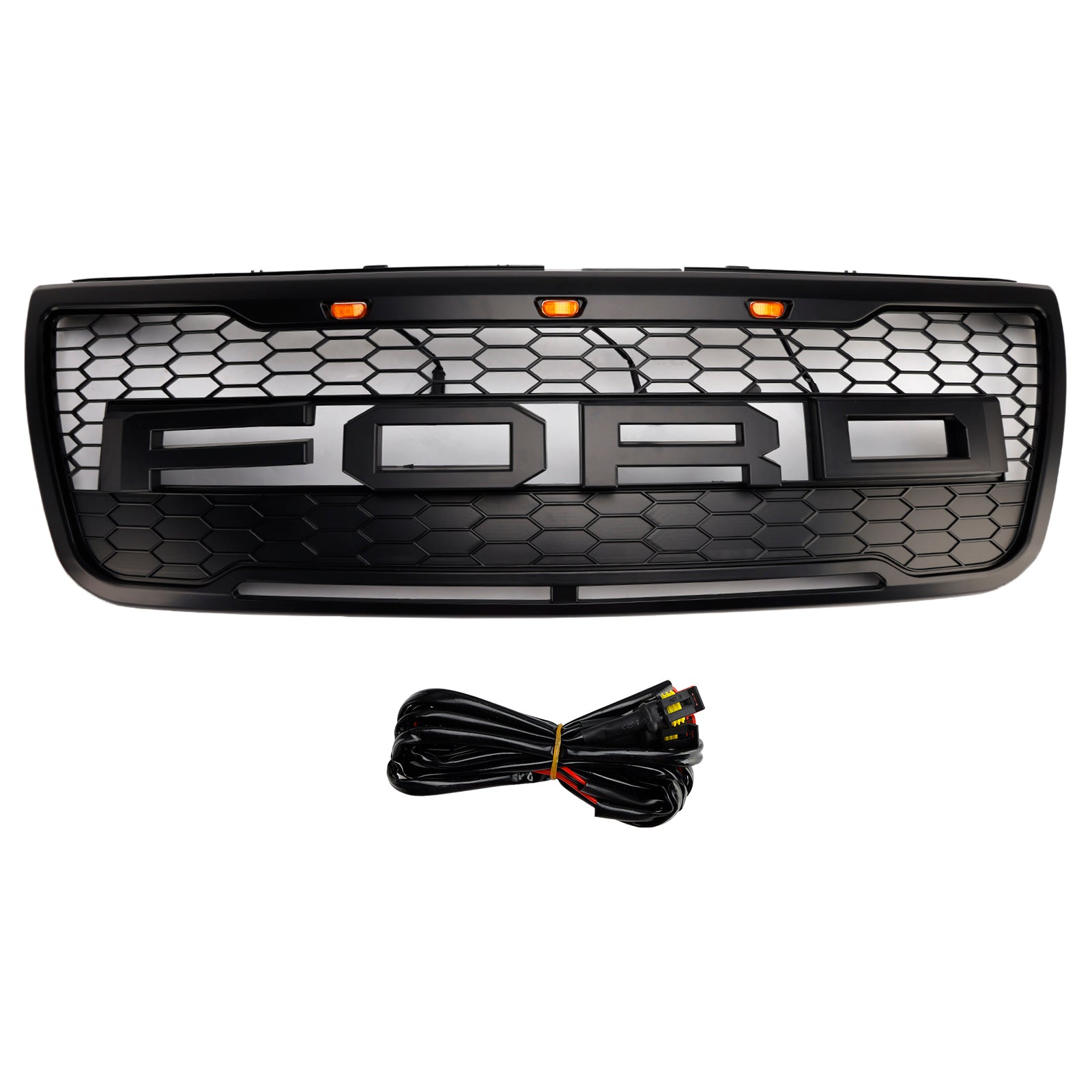 2012-2015 Ford Explorer With Lights Grey Front Upper Bumper Grill Grille