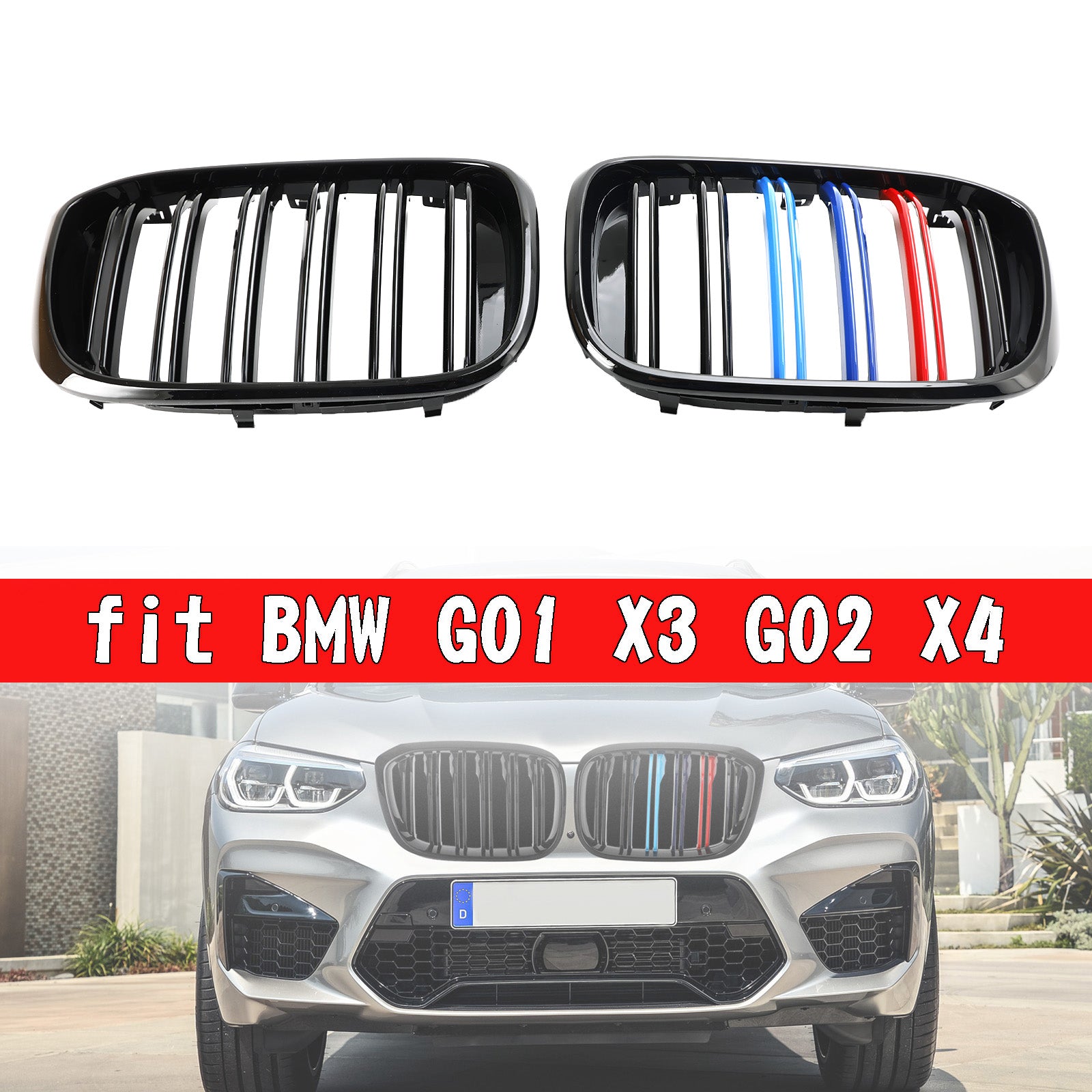 2 قطعة M-Color الكلى شواء مصبغة 51138469959 صالح BMW G01 X3 G02 X4 لمعان أسود عام