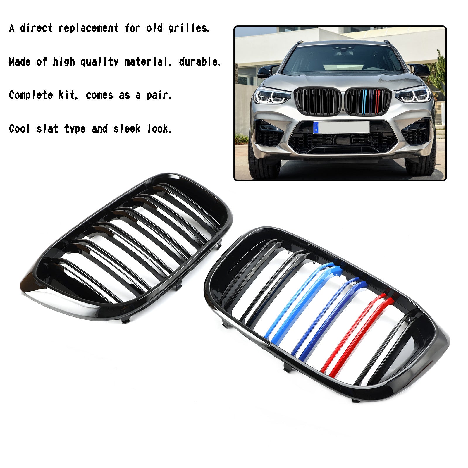 2 قطعة M-Color الكلى شواء مصبغة 51138469959 صالح BMW G01 X3 G02 X4 لمعان أسود عام