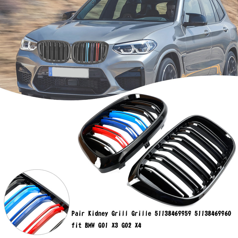 2 قطعة M-Color الكلى شواء مصبغة 51138469959 صالح BMW G01 X3 G02 X4 لمعان أسود عام