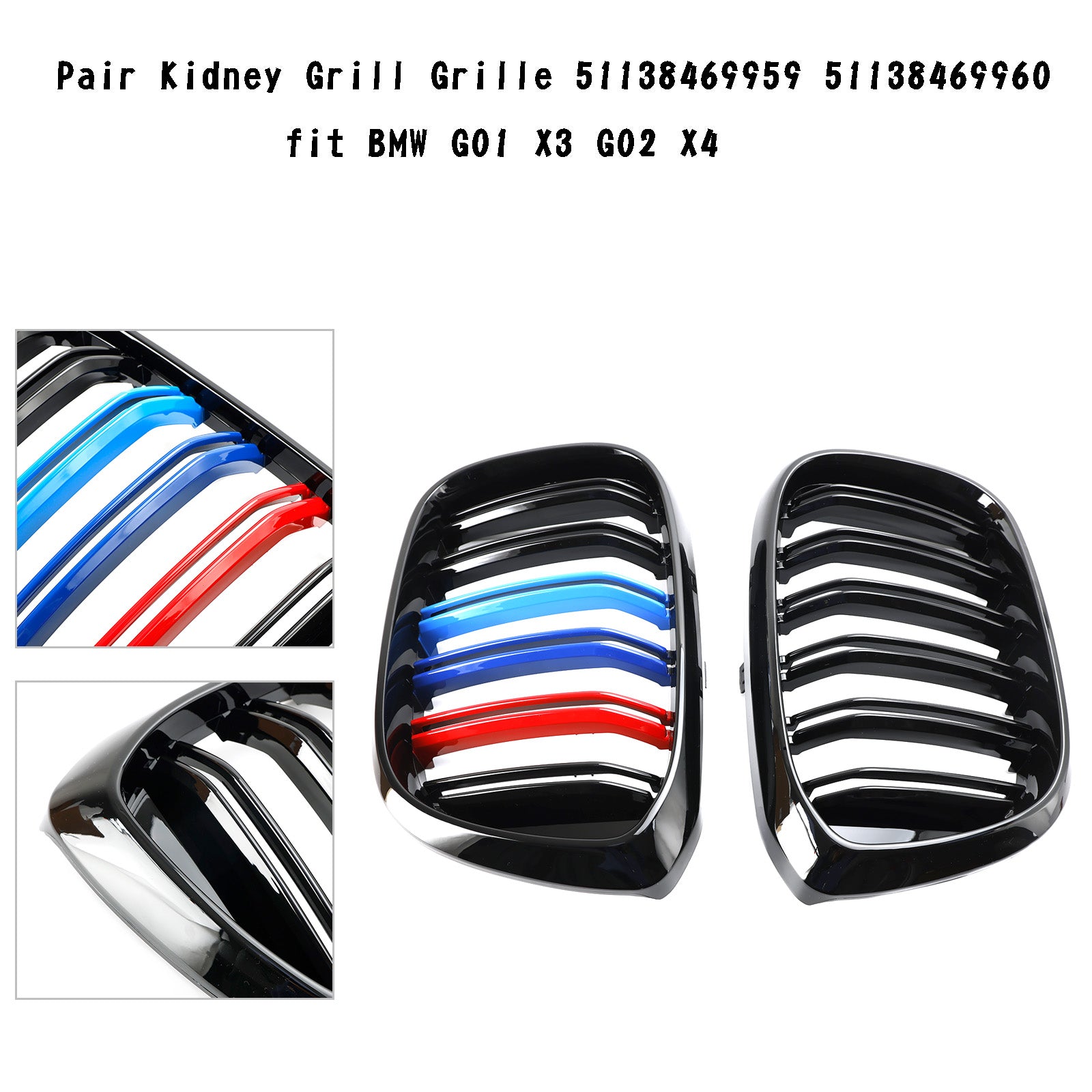 2 قطعة M-Color الكلى شواء مصبغة 51138469959 صالح BMW G01 X3 G02 X4 لمعان أسود عام