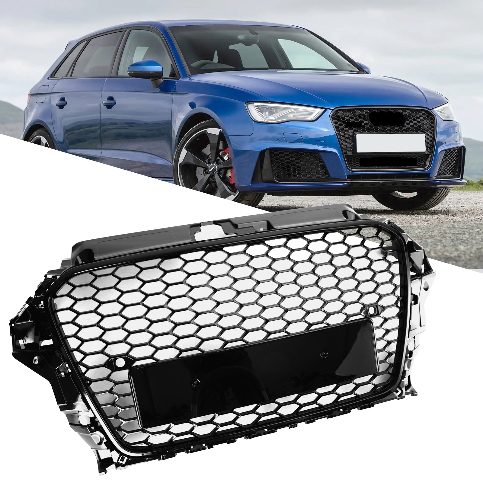 2013-2016 Audi A3 S3 Honeycomb RS3 Style Front Hood Bumper Grill Replacement Generic