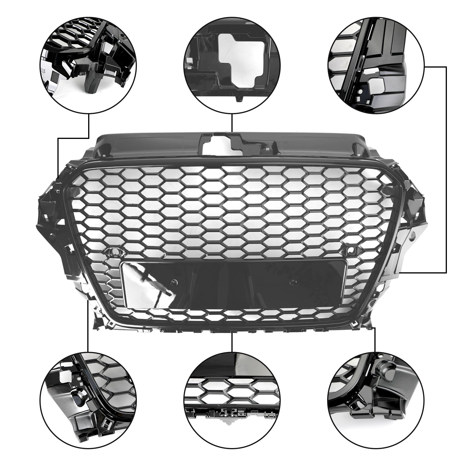 2013-2016 Audi A3 S3 Honeycomb RS3 Style Front Hood Bumper Grill Replacement Generic