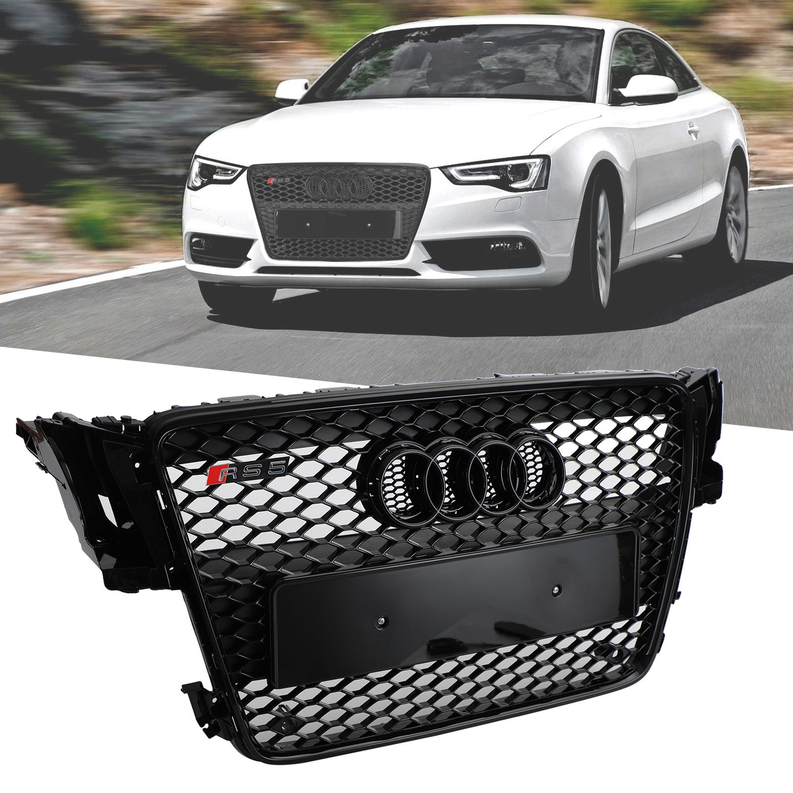 08-12 AUDI A5 S5 B8 Honeycomb RS5 Style Hood شبكة رياضية مصبغة شواء عام