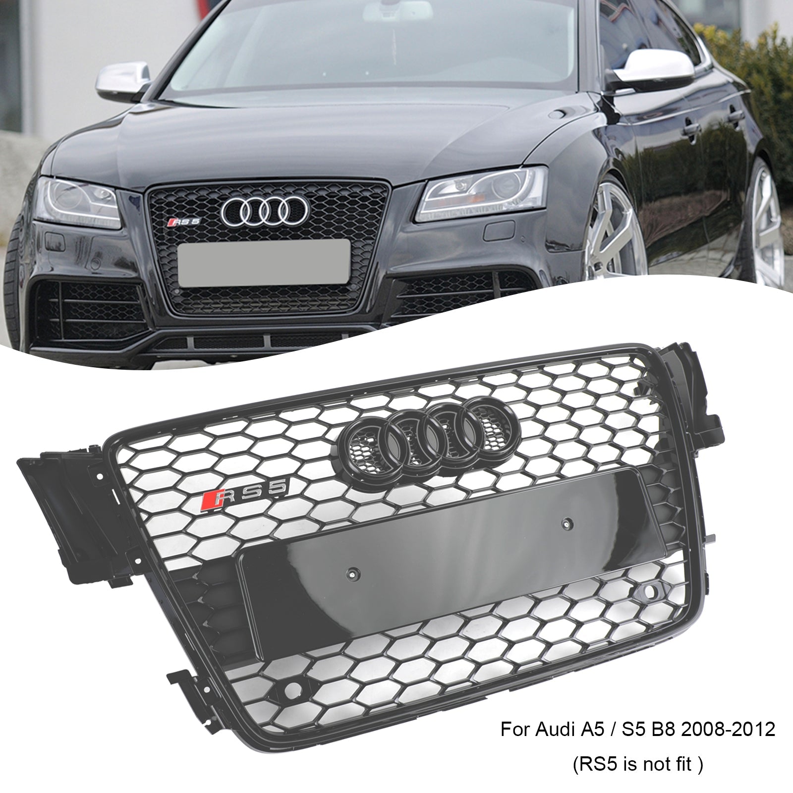 AUDI A5 S5 B8 2008-2012 RS5 Style Hood Henycomb Sport شبكة مصبغة شواء عام