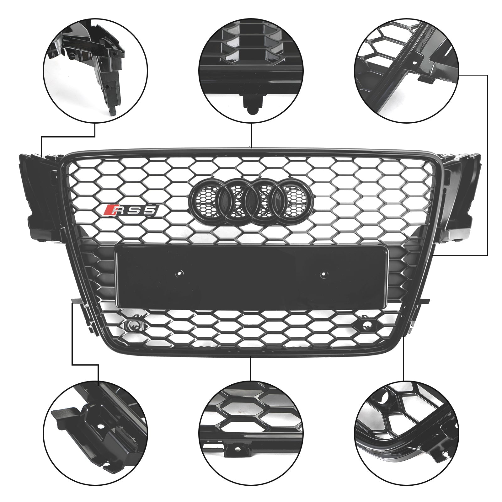 AUDI A5 S5 B8 2008-2012 RS5 Style Hood Henycomb Sport شبكة مصبغة شواء عام