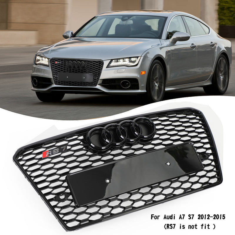 Audi A7/S7 2012-2015 Parrilla hexagonal de malla deportiva estilo panal RS7 negro