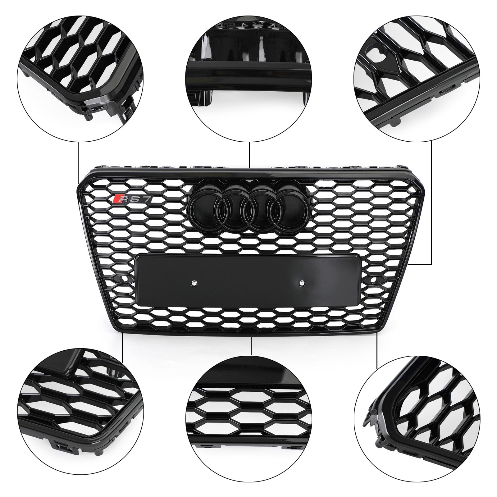 Audi A7/S7 2012-2015 Black RS7 Style Honeycomb Sport Mesh Hex Grille Grill