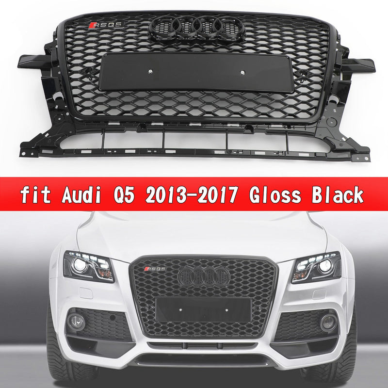 Audi Q5 13-17 RSQ5 Style Honeycomb Mesh Sport Hex Grill Negro brillante