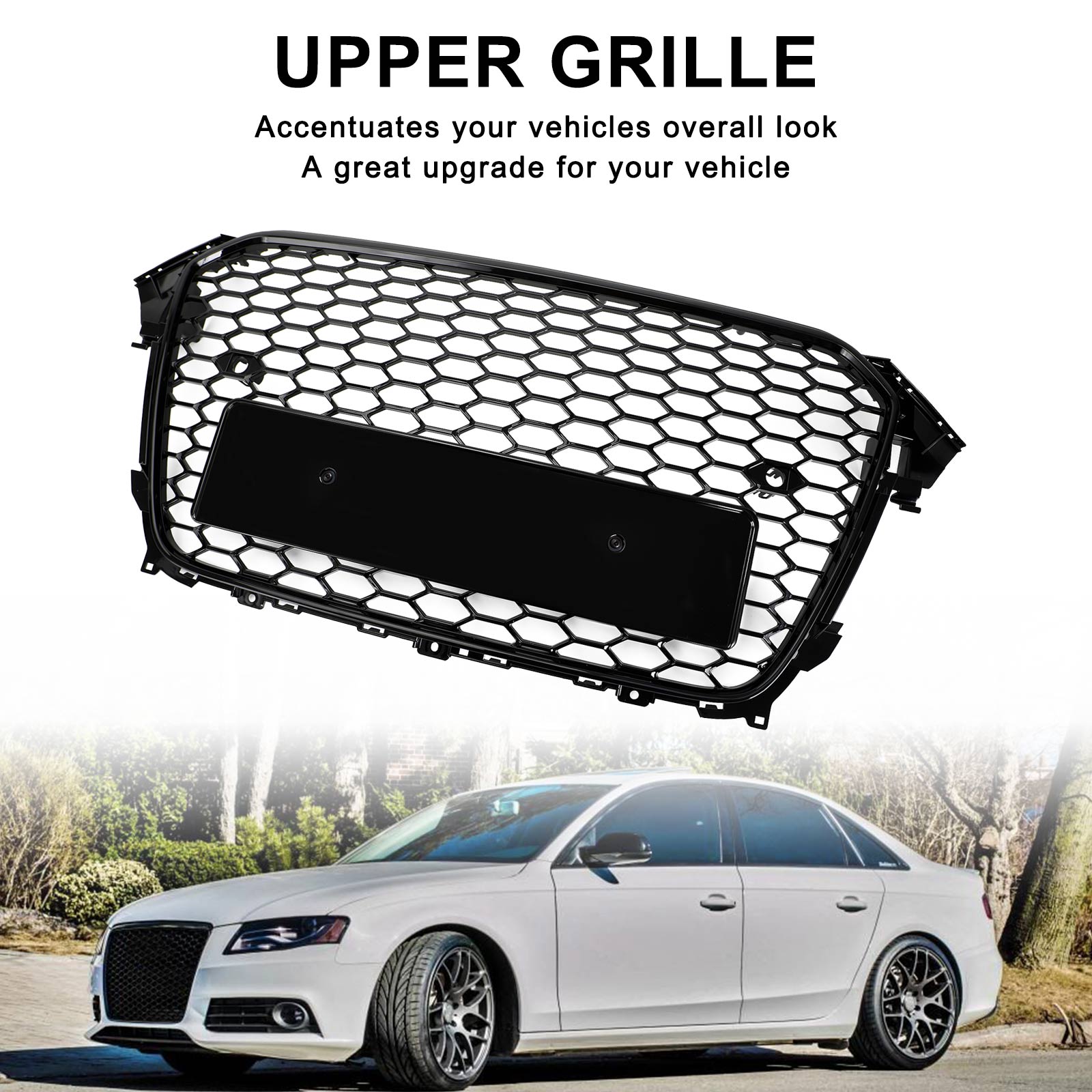 13-16 Audi A4 S4 RS4 Style Mesh Front Bumper Grille Grill Gloss Black