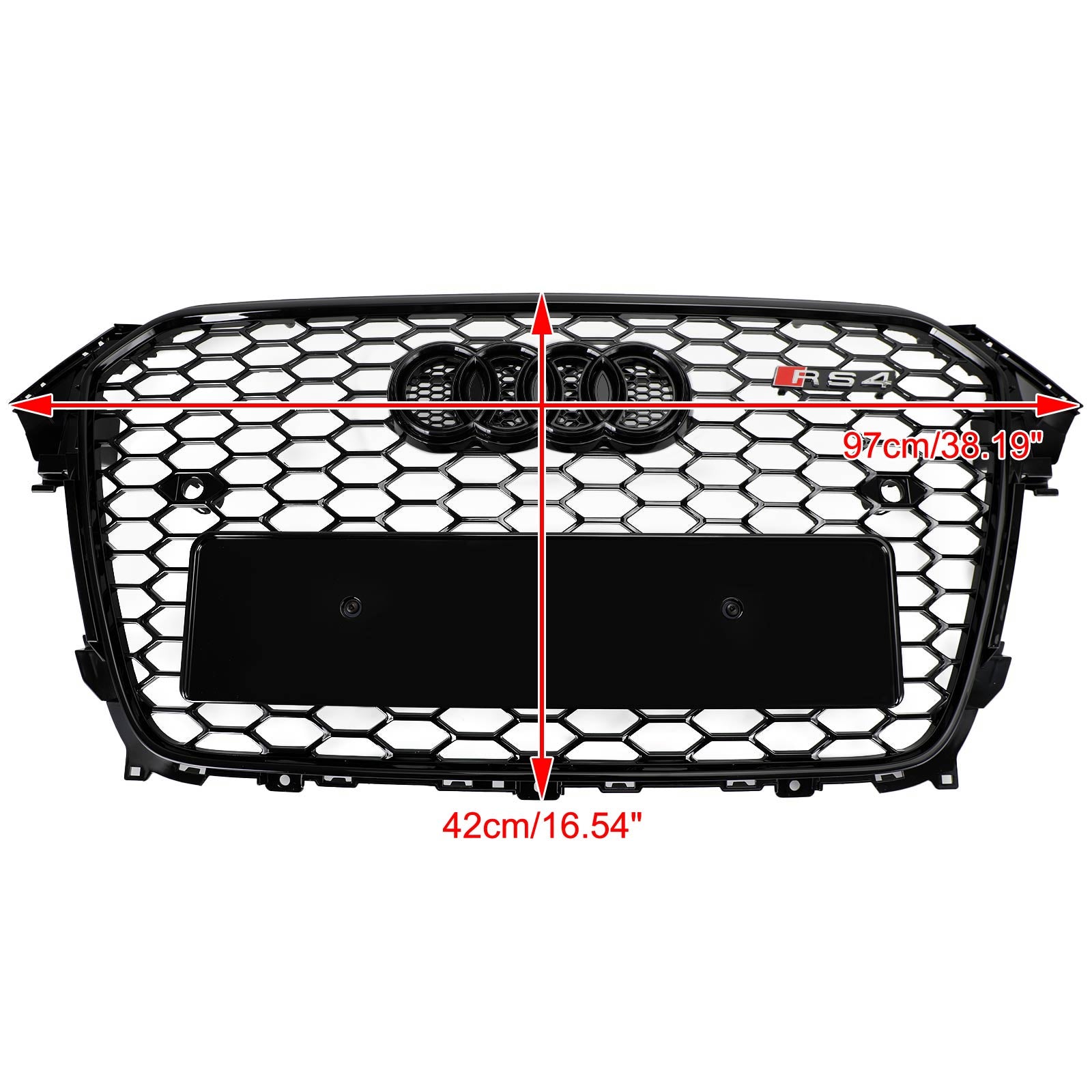 RS4 Style Mesh Front Bumper Grille Grill Fit Audi A4 S4 2013-2016 Gloss Black