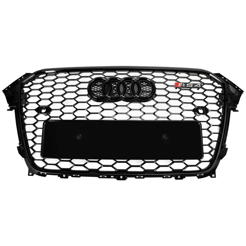 13-16 Audi A4 S4 RS4 Style Mesh Front Bumper Grille Grill Gloss Black