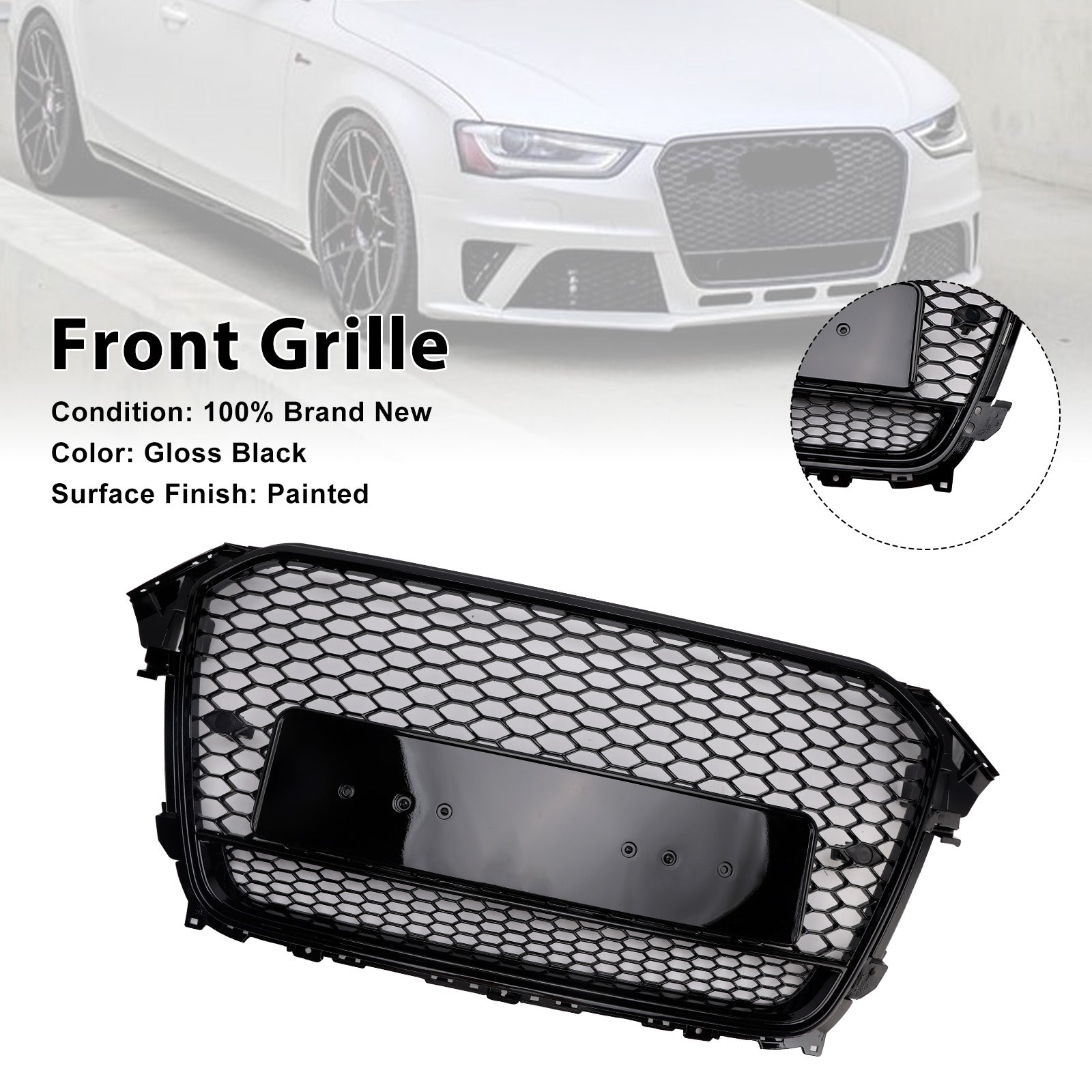 2013-2016 Audi A4 S4 B8.5 w/ Quattro RS4 Style Front Bumper Grille Grill