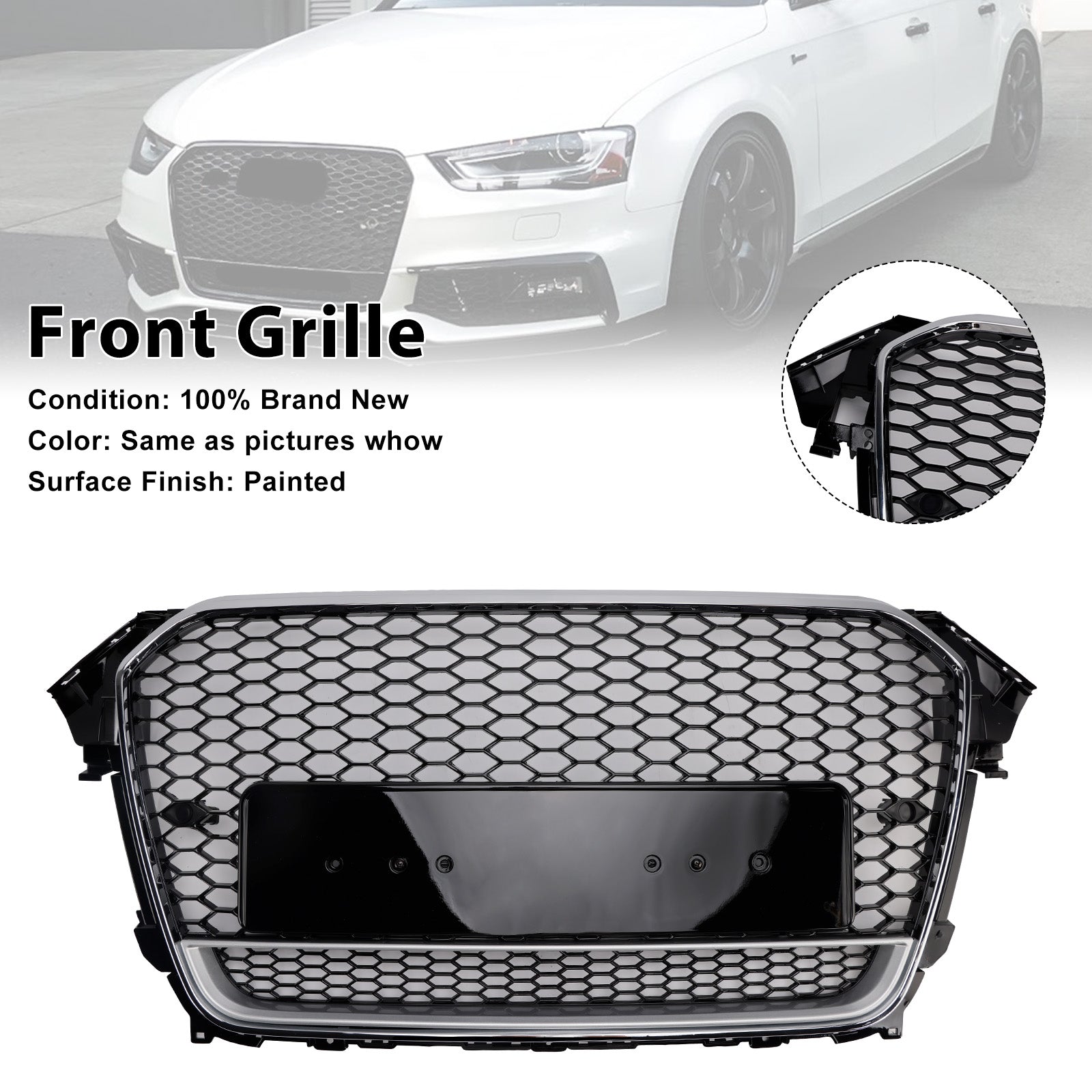 2013-2016 Audi A4 S4 B8.5 w/ Quattro RS4 Style Front Bumper Grille Grill