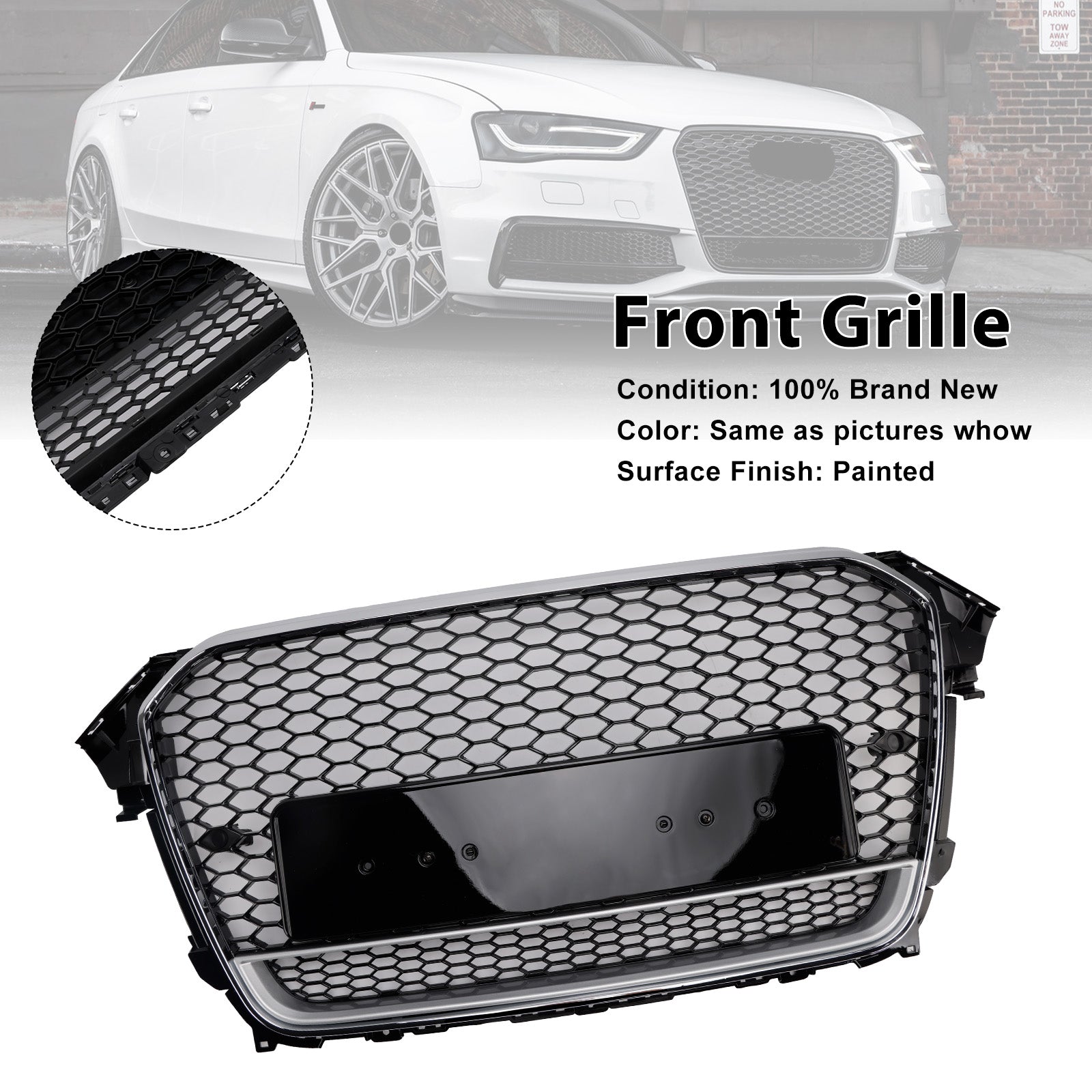 2013-2016 Audi A4 S4 B8.5 w/ Quattro RS4 Style Front Bumper Grille Grill
