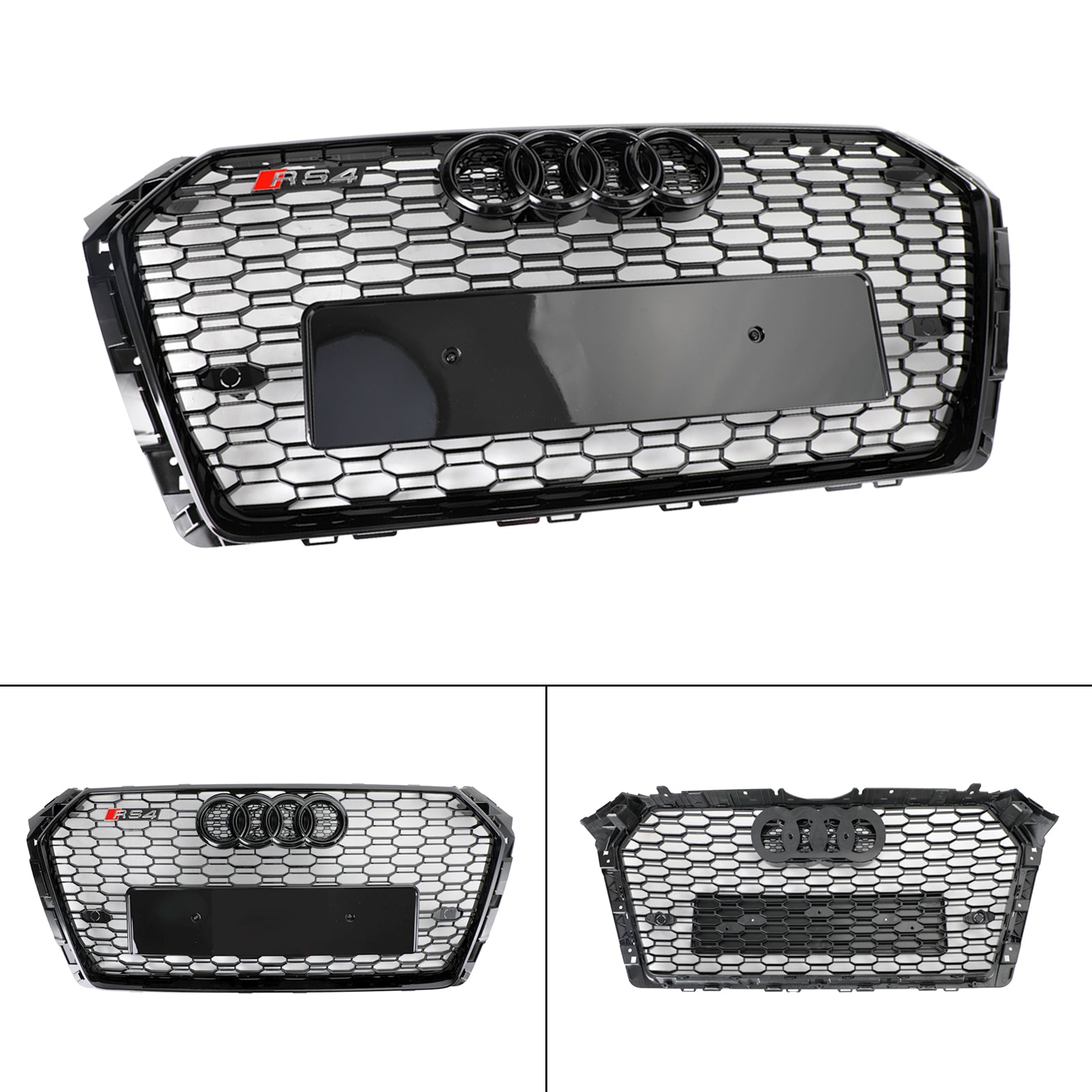 2017-2019 Audi A4/S4 B9 Black RS4 Style Honeycomb Mesh Hex Grille Grill Generic