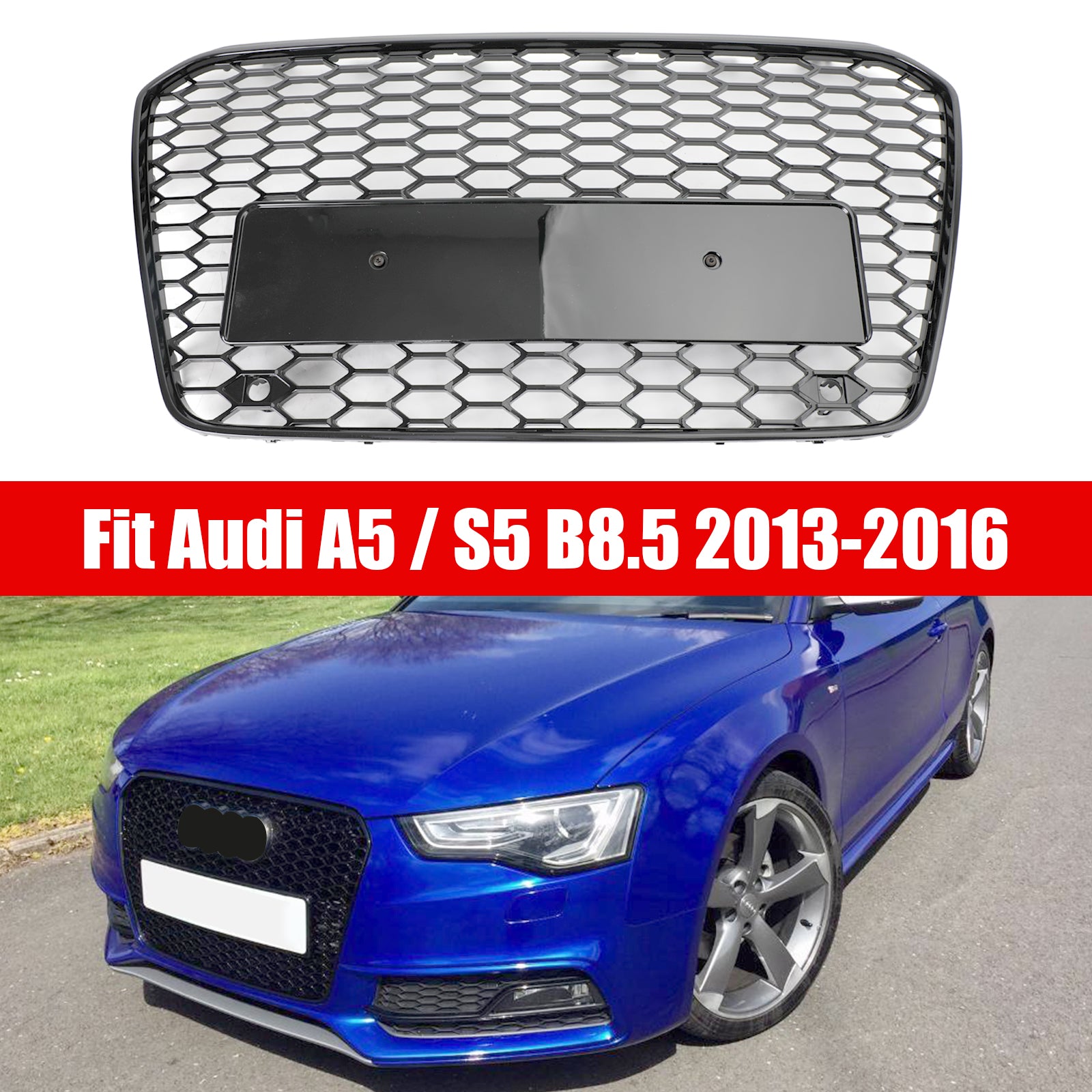 2013 2014 2015 2016 Audi A5 S5 B8.5 Honeycomb RS5 Style Hex Mesh Front Bumper Grille Generic