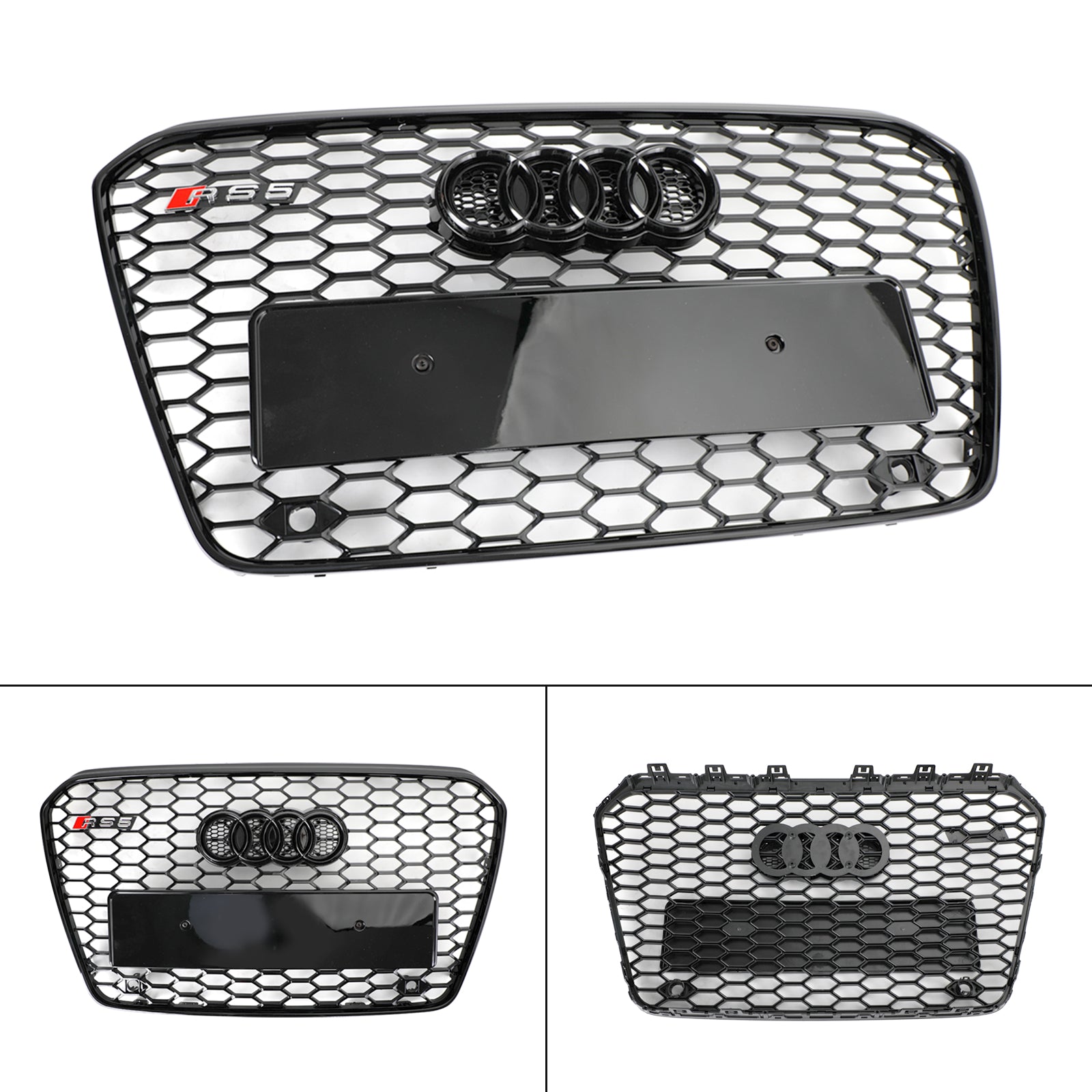 13-16 Audi A5 S5 B8.5 Grill Replacement RS5 Style Honeycomb Hex Mesh Front Bumper Grill Generic