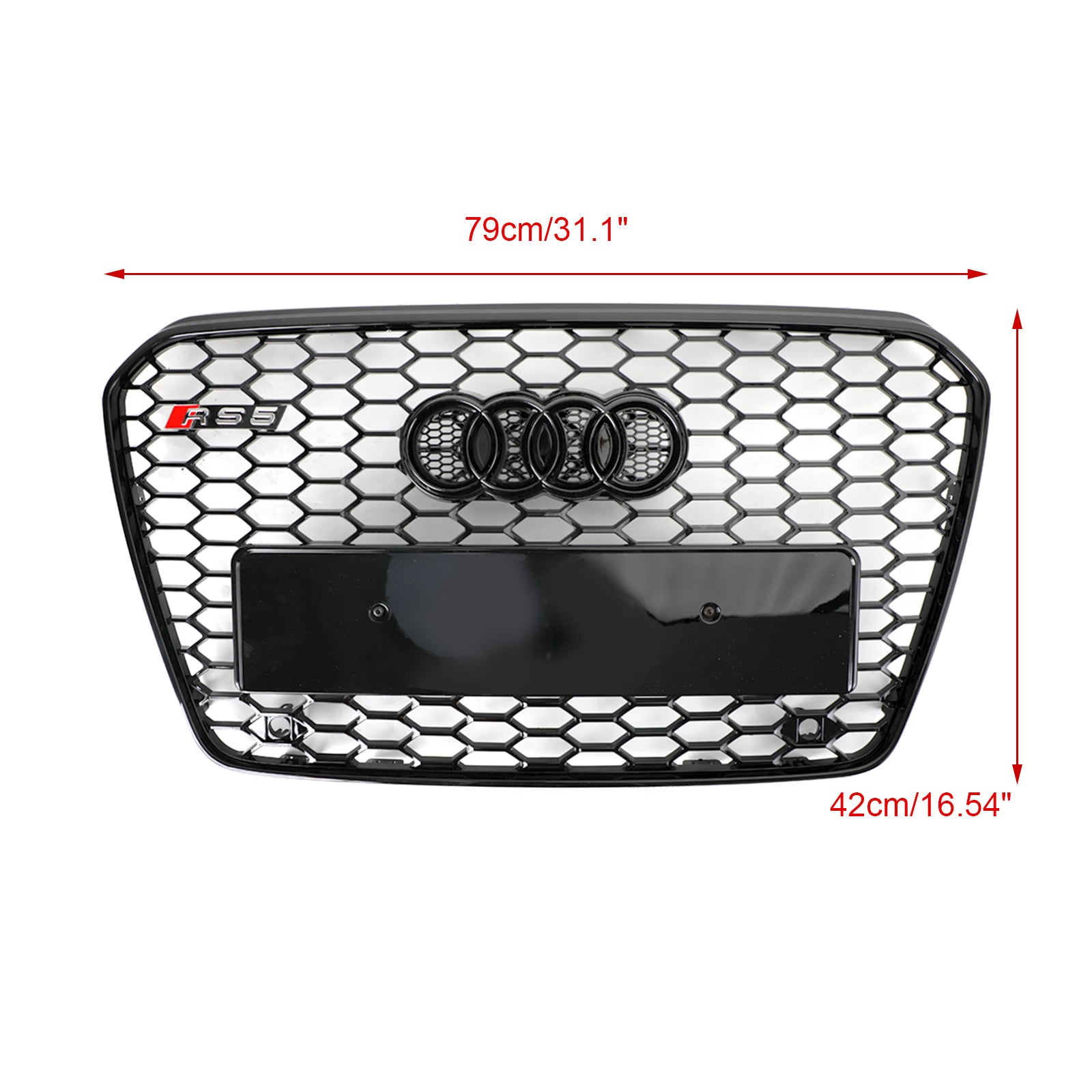 13-16 Audi A5 S5 B8.5 Grill Replacement RS5 Style Honeycomb Hex Mesh Front Bumper Grill Generic