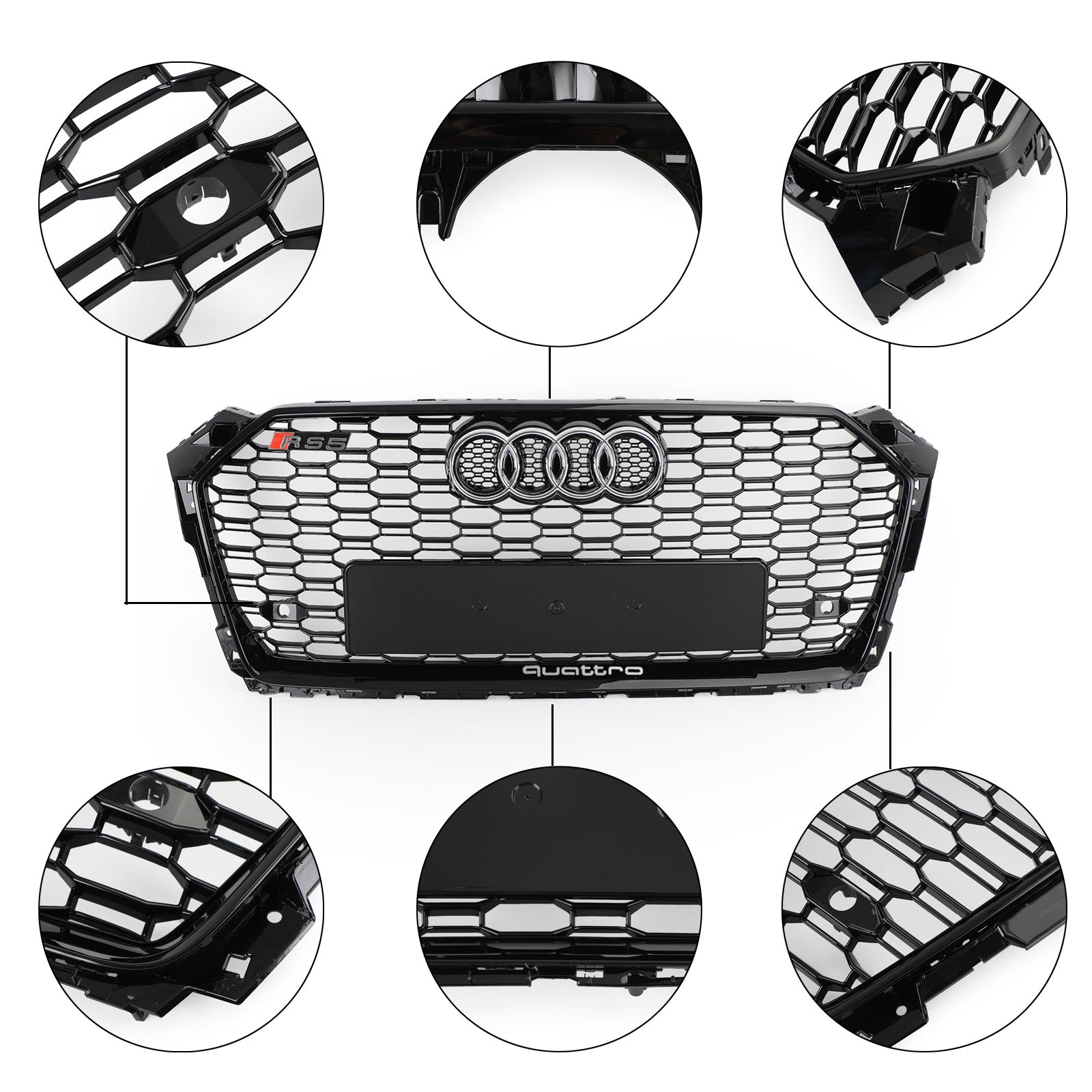 17 18 19 Audi A5 S5 Honeycomb Grill Replacement RS5 Style Sport Mesh Hex Grille Generic