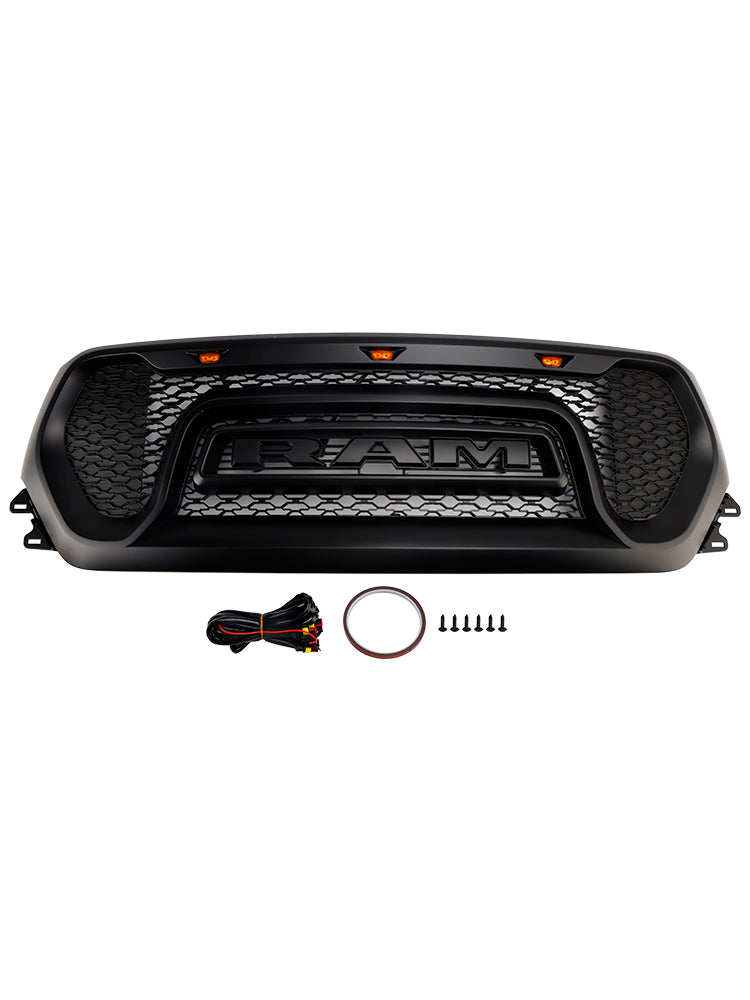 2019-2024 Dodge Ram 1500 Black Front Honeycomb Upper Hood Grille Grill