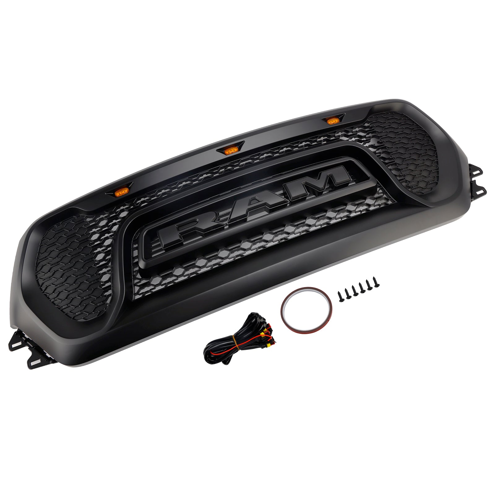 2019-2024 Dodge Ram 1500 Black Front Honeycomb Upper Hood Grille Grill