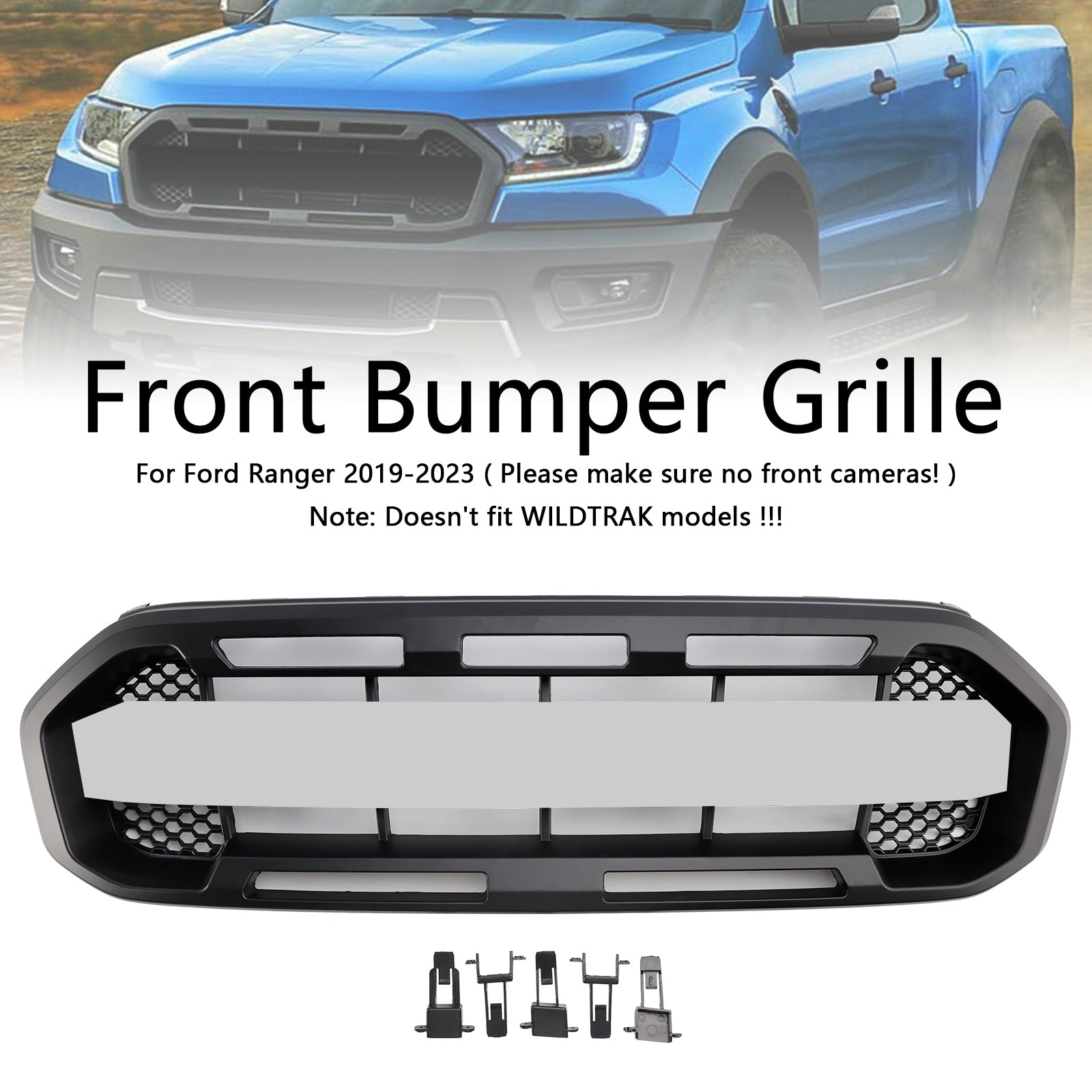 Ford Ranger 2019-2023 Black Raptor Style Front Bumper Grill Grille