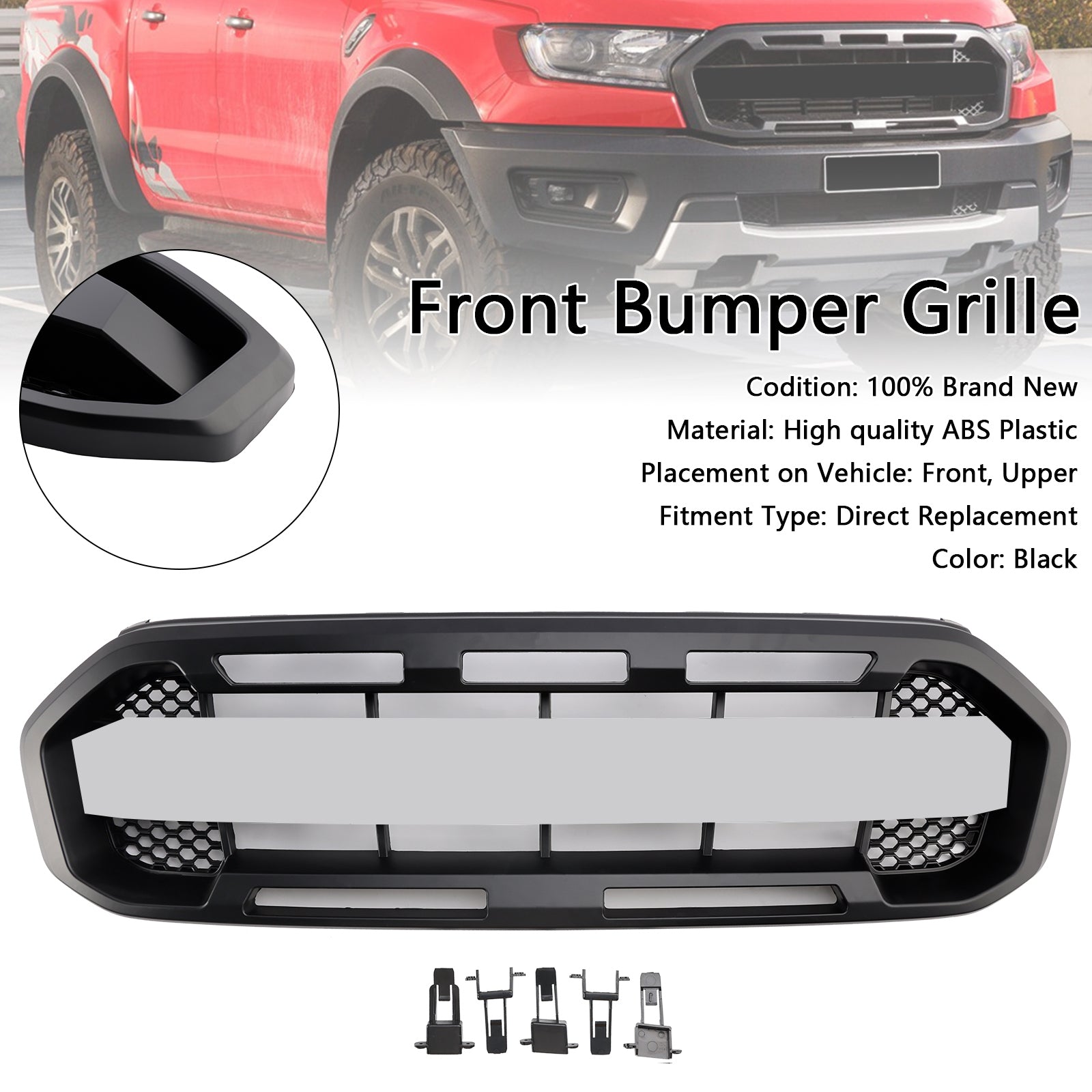 Ford Ranger 2019-2023 Black Raptor Style Front Bumper Grill Grille