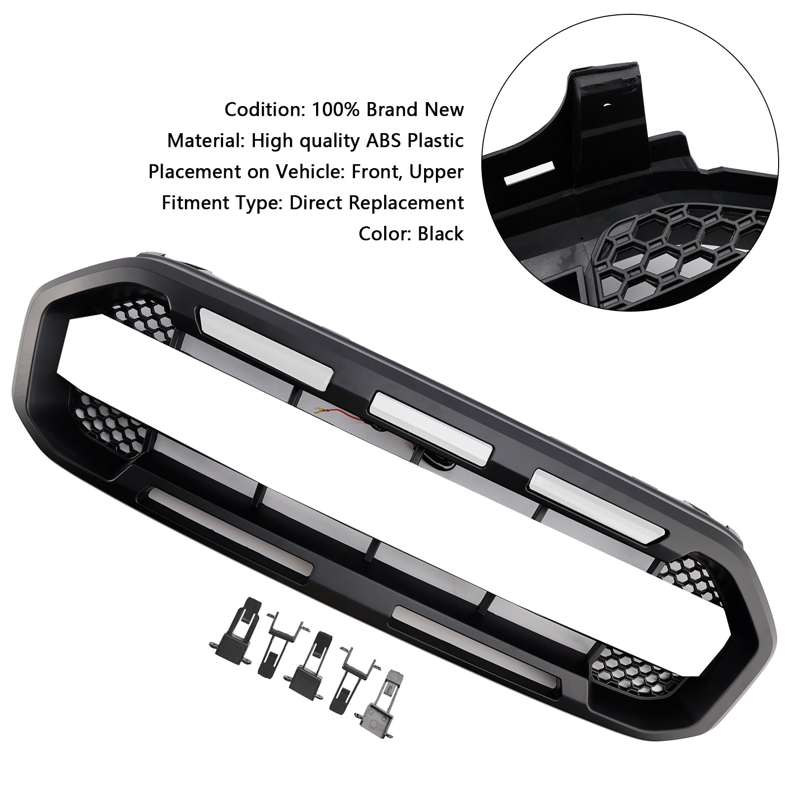Raptor Style Front Bumper Grill Grille Fit Ford Ranger 2019-2023 Black
