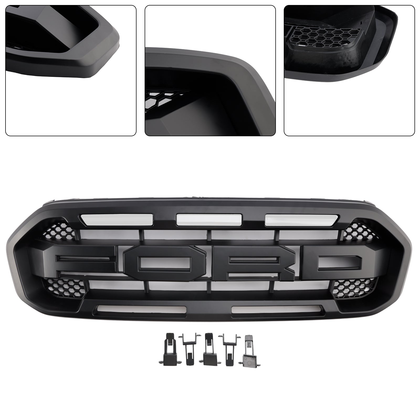 Raptor Style Front Bumper Grill Grille Fit Ford Ranger 2019-2023 Black