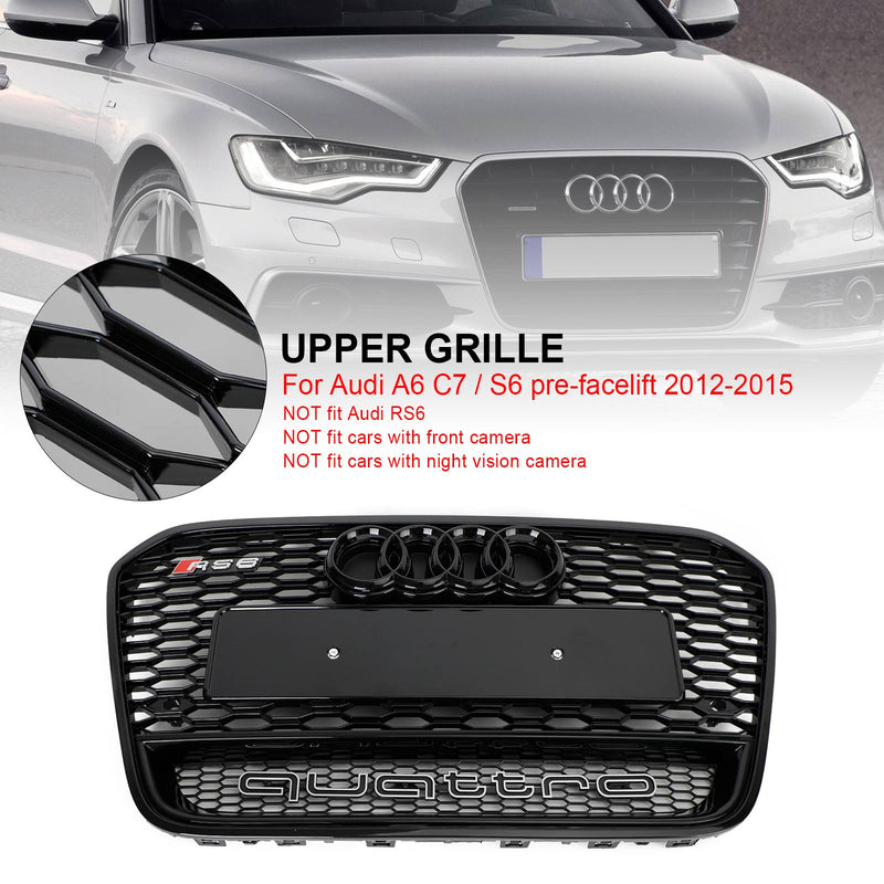 12-15 Audi A6 S6 C7 RS6 Style Front Mesh Honeycomb replacement Grille Grill