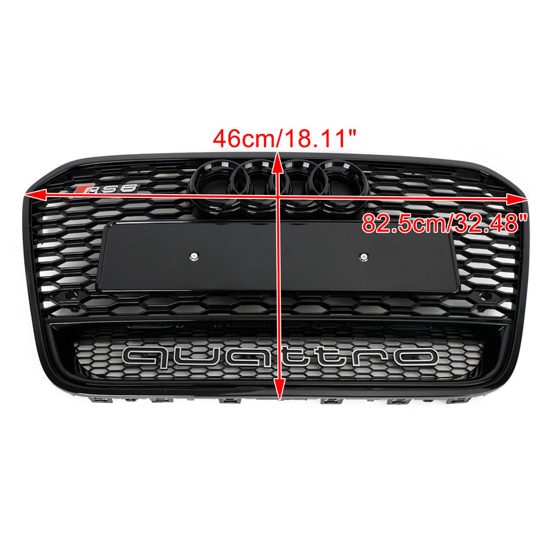 RS6 Style Front Mesh Honeycomb Grille Grill Fit Audi A6 S6 C7 2012-2015