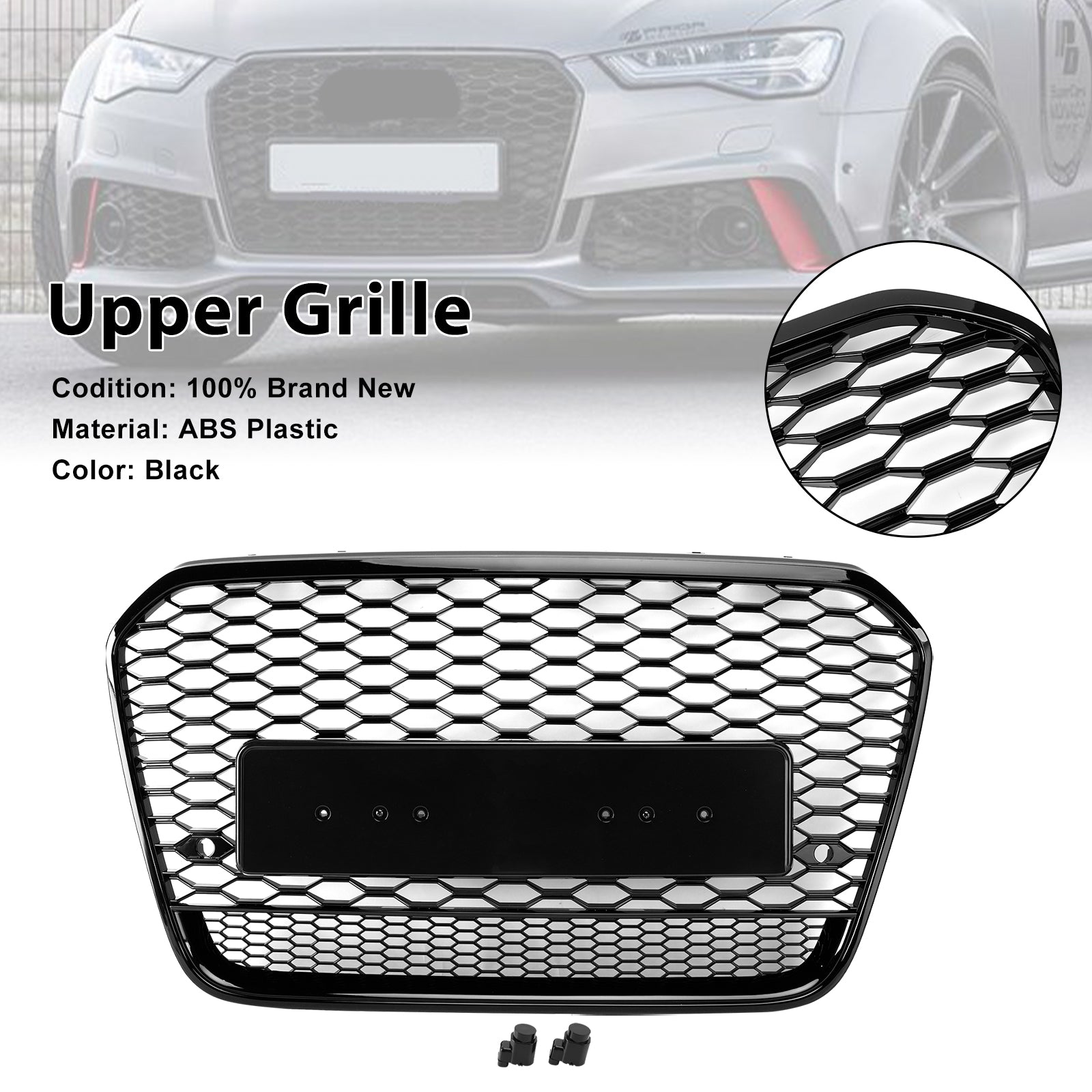 RS6 Style Front Mesh Honeycomb Grill Grille Fit Audi A6 S6 C7 2012-2015