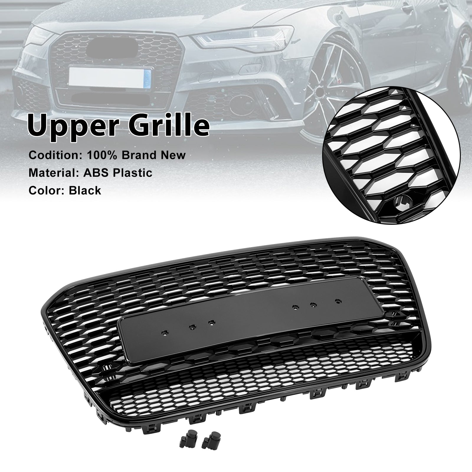 RS6 Style Front Mesh Honeycomb Grill Grille Fit Audi A6 S6 C7 2012-2015