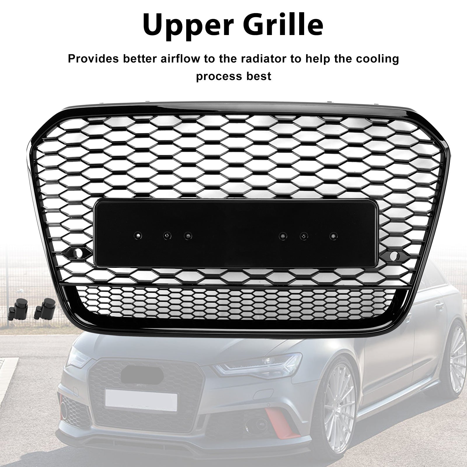 RS6 Style Front Mesh Honeycomb Grill Grille Fit Audi A6 S6 C7 2012-2015