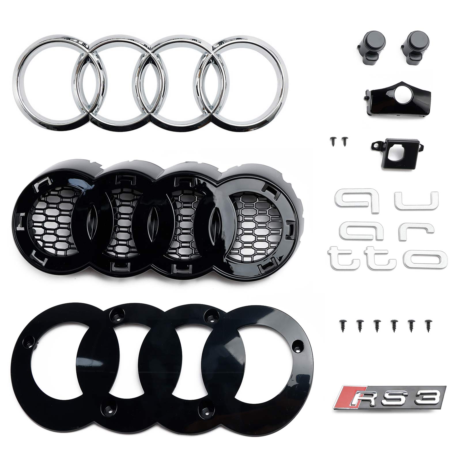 2017 2018 2019 Audi A3 8V RS3 Style Honeycomb Mesh Front Bumper Grille Black